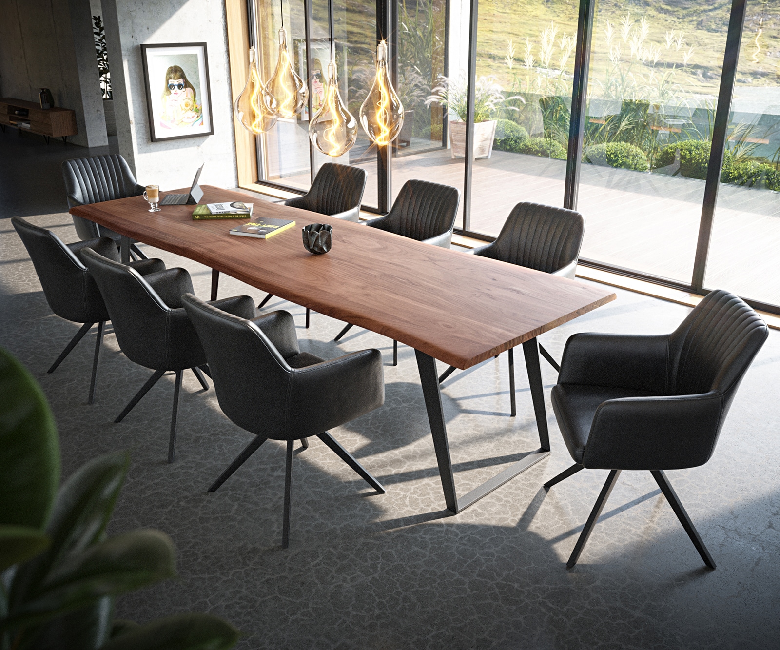 Eetkamerstoel Greg-Flex echt leer zwart kruisframe hoekig zwart pocketveer kern 3 Eetkamerstoel Greg-Flex echt leer zwart kruisframe hoekig zwart pocketveer kern 3