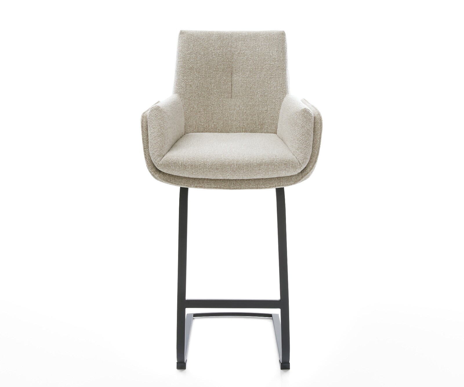 Barstoel Clea-Flex Zachte Geweven stof Beige Vrijkantelframe plat metaal Zwart 2