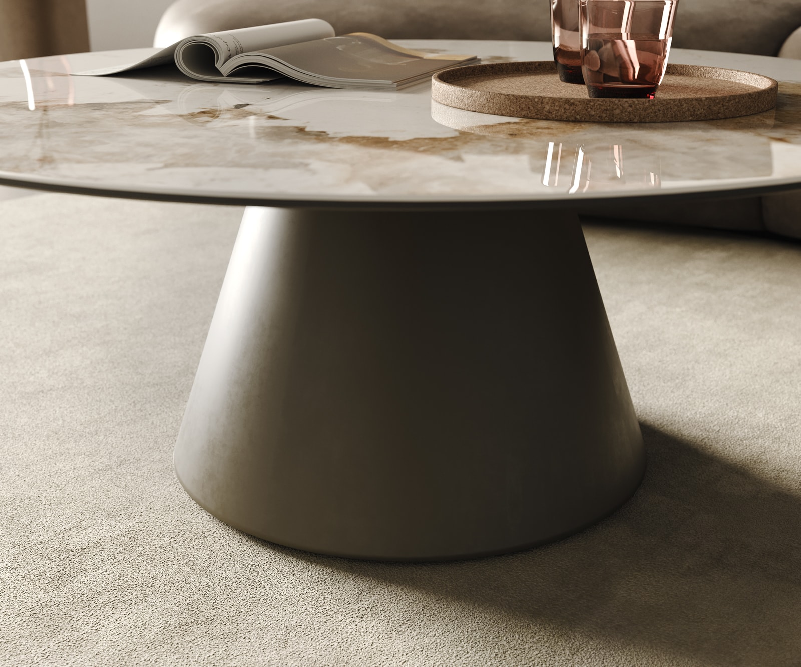 Salontafel Borna 100x100 cm keramiek Minas Melange wit-beige frame conisch effect afwerking titanium 4 Salontafel Borna 100x100 cm keramiek Minas Melange wit-beige frame conisch effect afwerking titanium 4