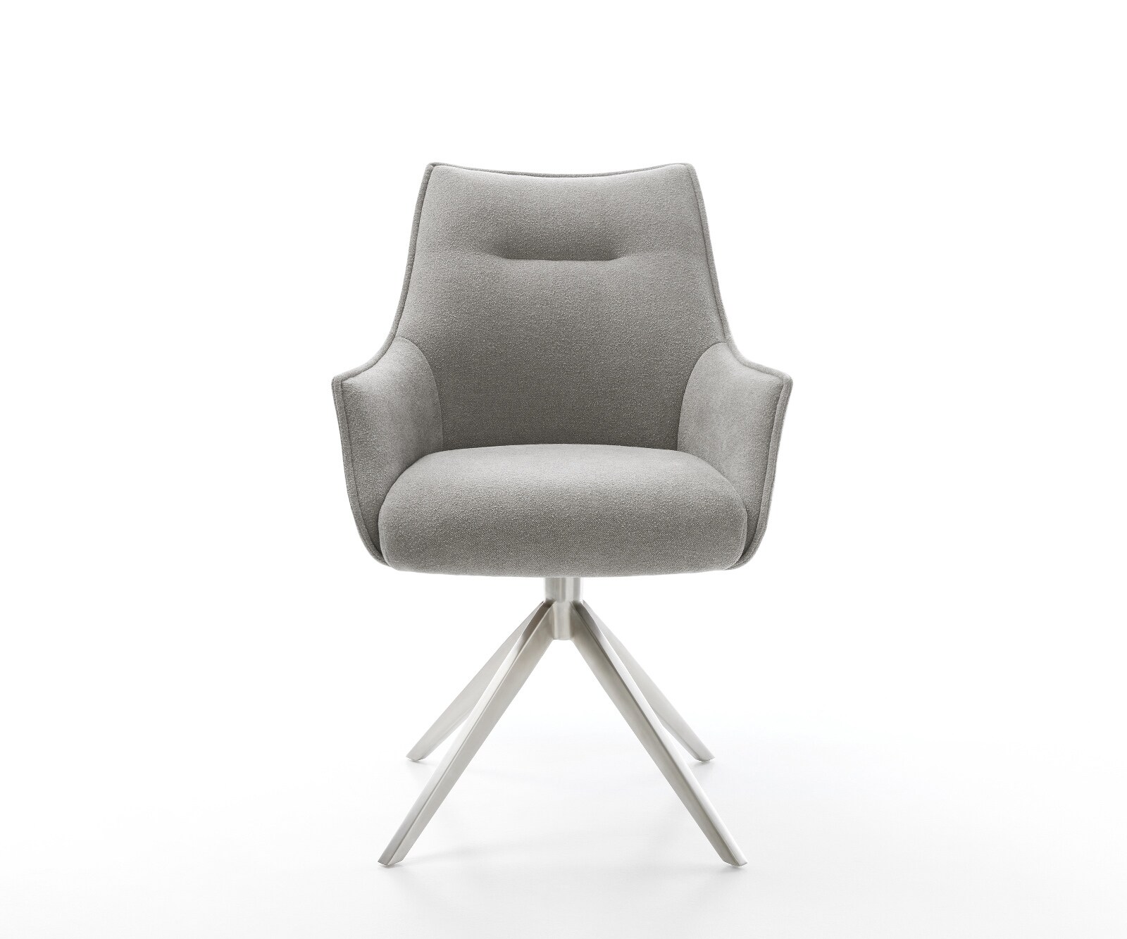 Draaistoel Alja-Flex met armleuning zachte stof met structuur grijs kruisframe breed roestvrij staal 360° draaibaar rocker-functie pocketveer kern 1