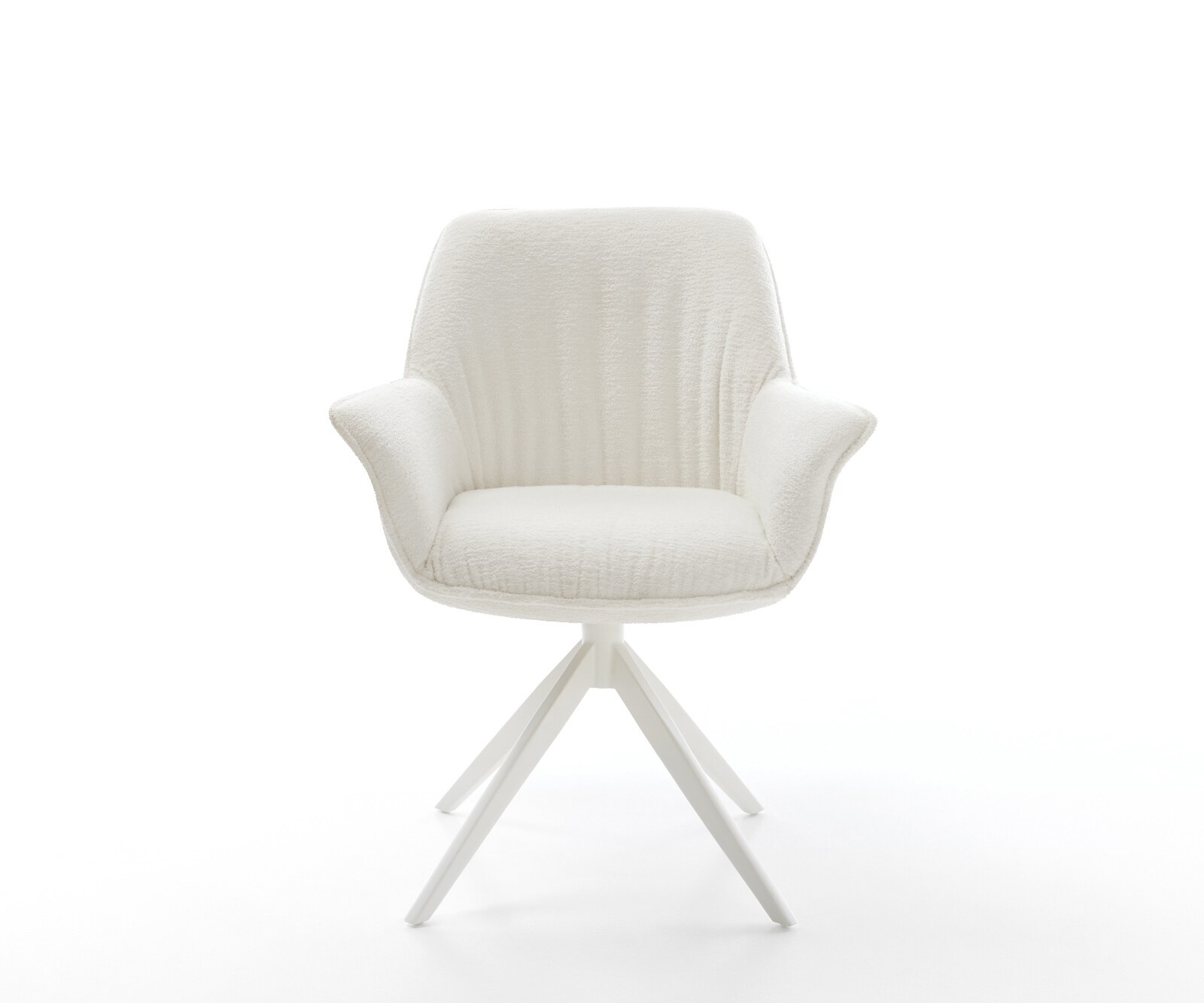 Draaistoel Keila-Flex met armleuning bouclé zacht beige kruisframe breed wit 360° draaibaar rocker-functie 1