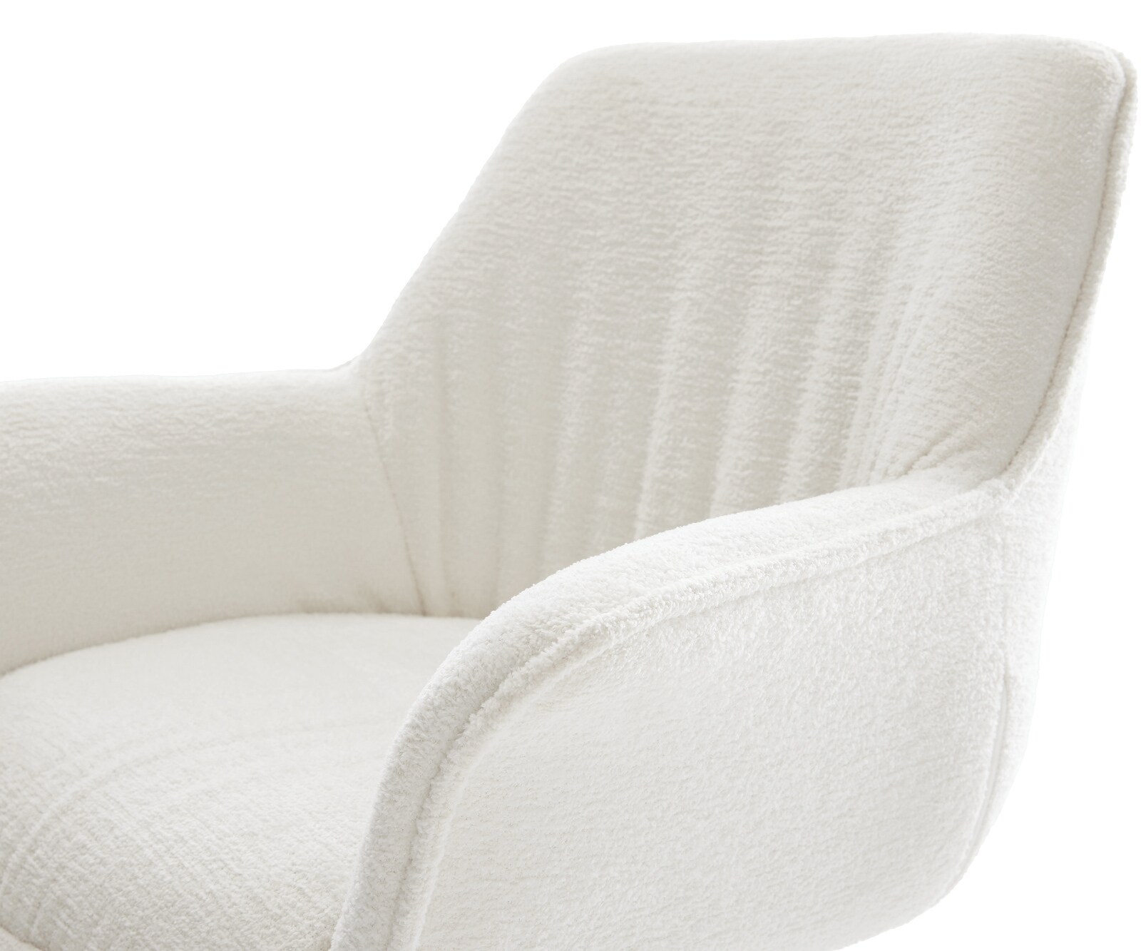 Draaistoel Keila-Flex met armleuning bouclé zacht beige kruisframe breed wit 360° draaibaar rocker-functie 4
