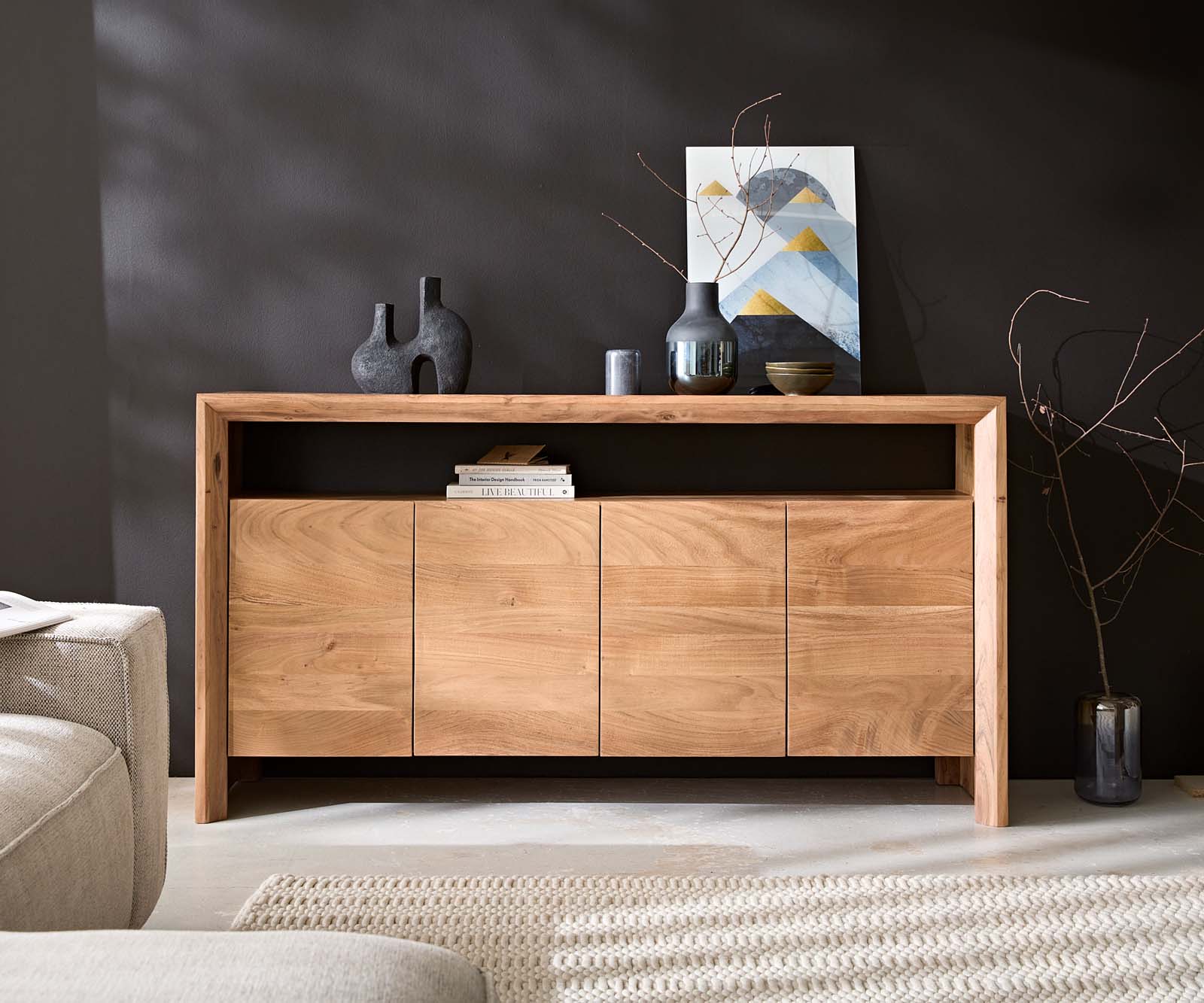 Dressoir Assuan 175 cm Acacia Natuur 4 deuren 1 vak 1 Dressoir Assuan 175 cm Acacia Natuur 4 deuren 1 vak 1