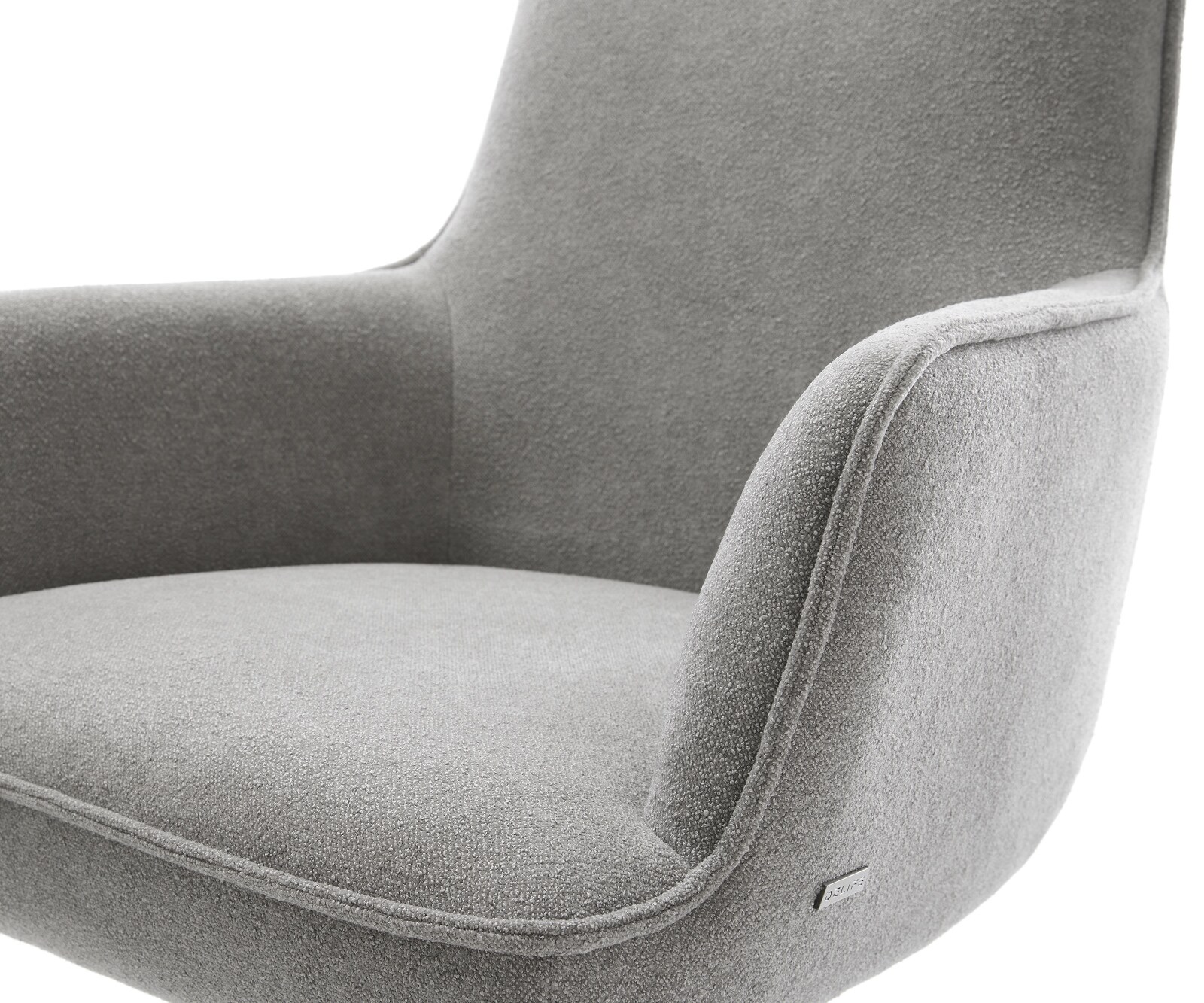 Sledemodel Heira-Flex met armleuning zachte stof met structuur grijs sledemodel vlak afwerking met titanium pocketveer kern 4