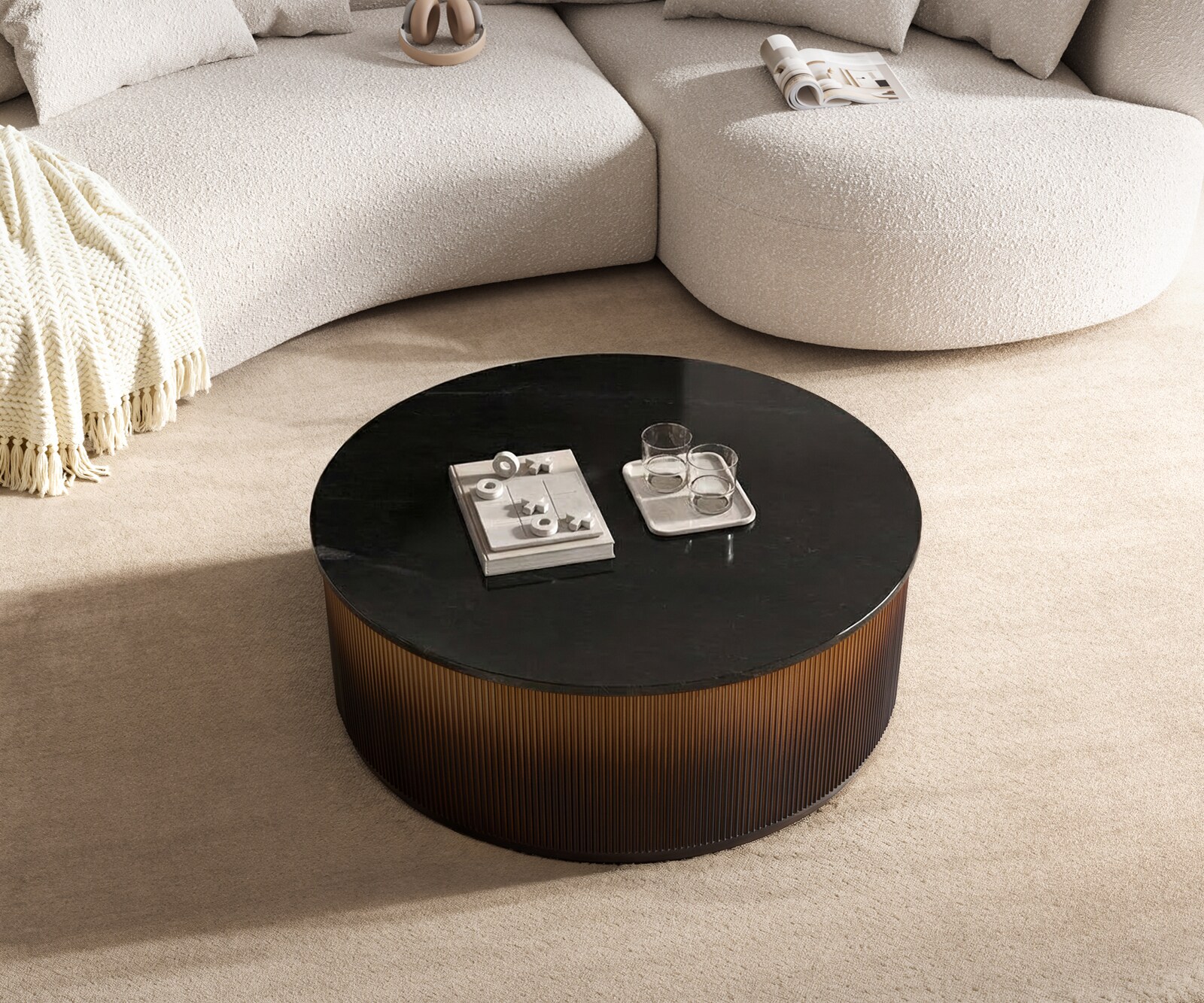 Salontafel Fiorano 90x90 cm marmer zwart zilver metaal goud fusion afwerking 2