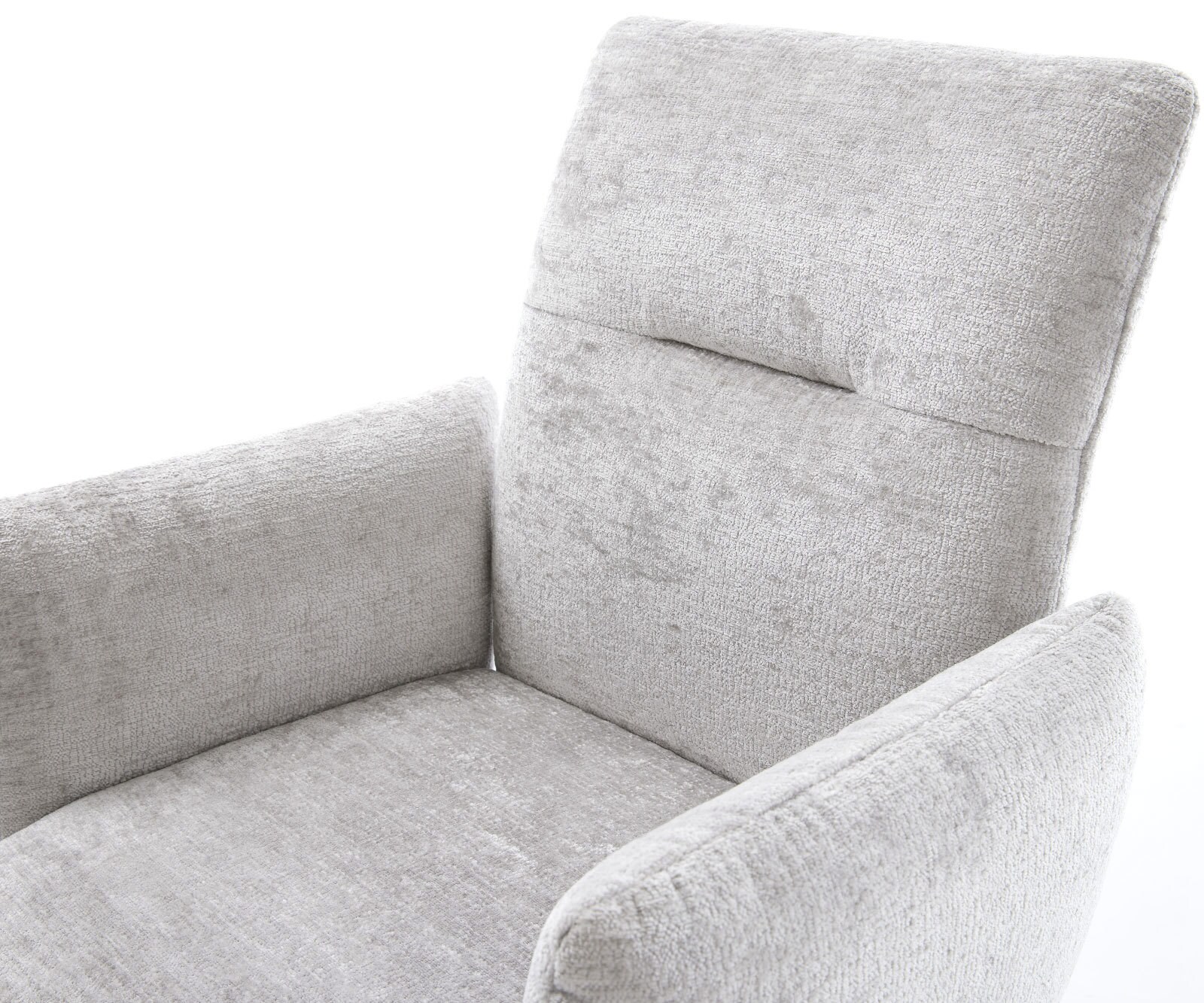 Draaistoel Jova-Flex met armleuning chenille zilver grijs kruispoot roestvrij staal 360° draaibaar rocker-functie pocketveer kern 4