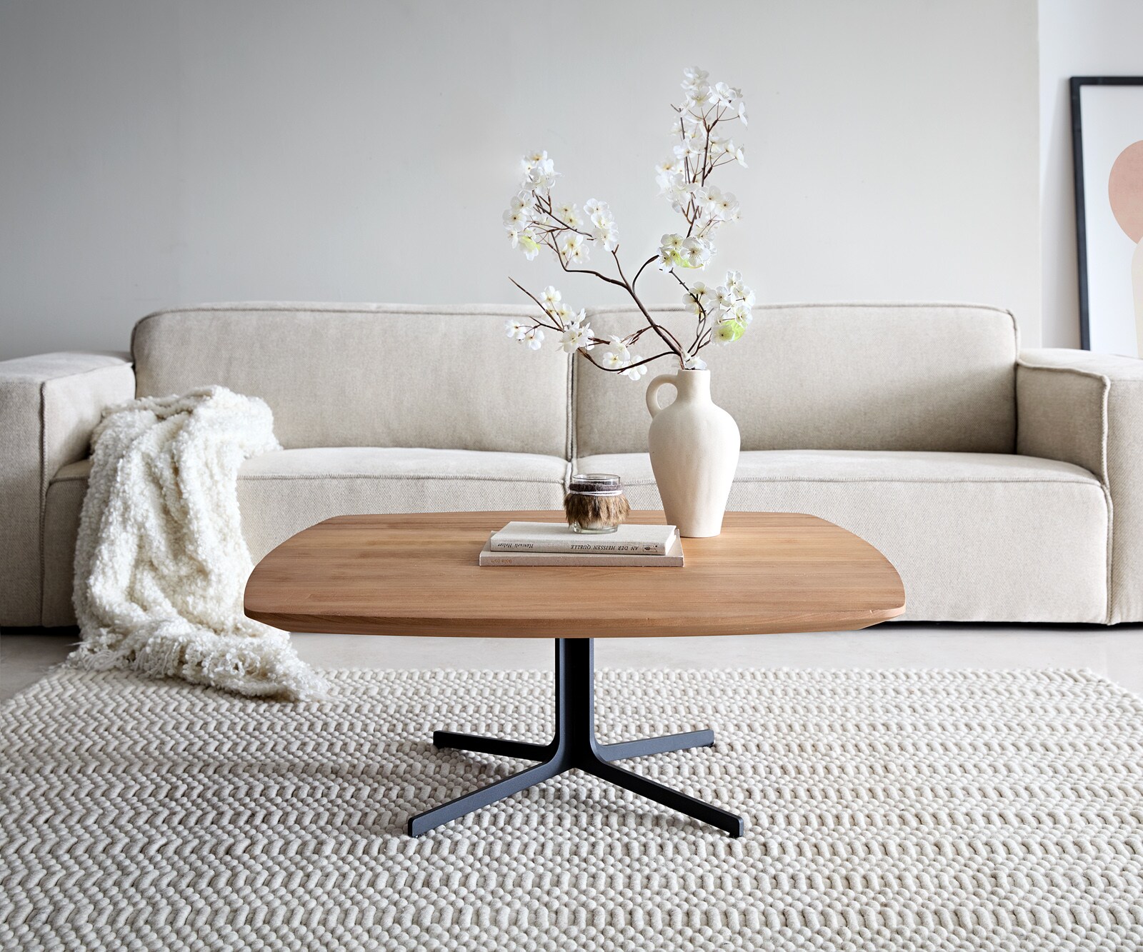 Salontafel Talita 90x90 cm iep natuur metaal effect afwerking titanium 1