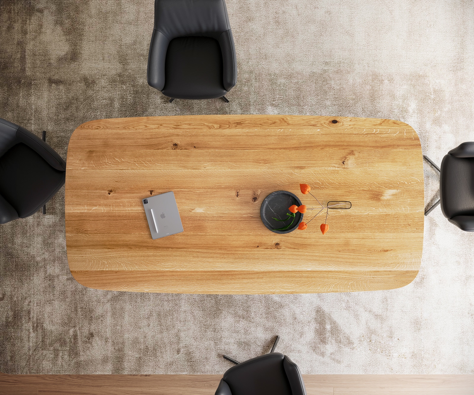 Eettafel Edge Boot 240x120x2,5-3 eiken natuur Troa metaal zwart Zwitserse rand 3 Eettafel Edge Boot 240x120x2,5-3 eiken natuur Troa metaal zwart Zwitserse rand 3
