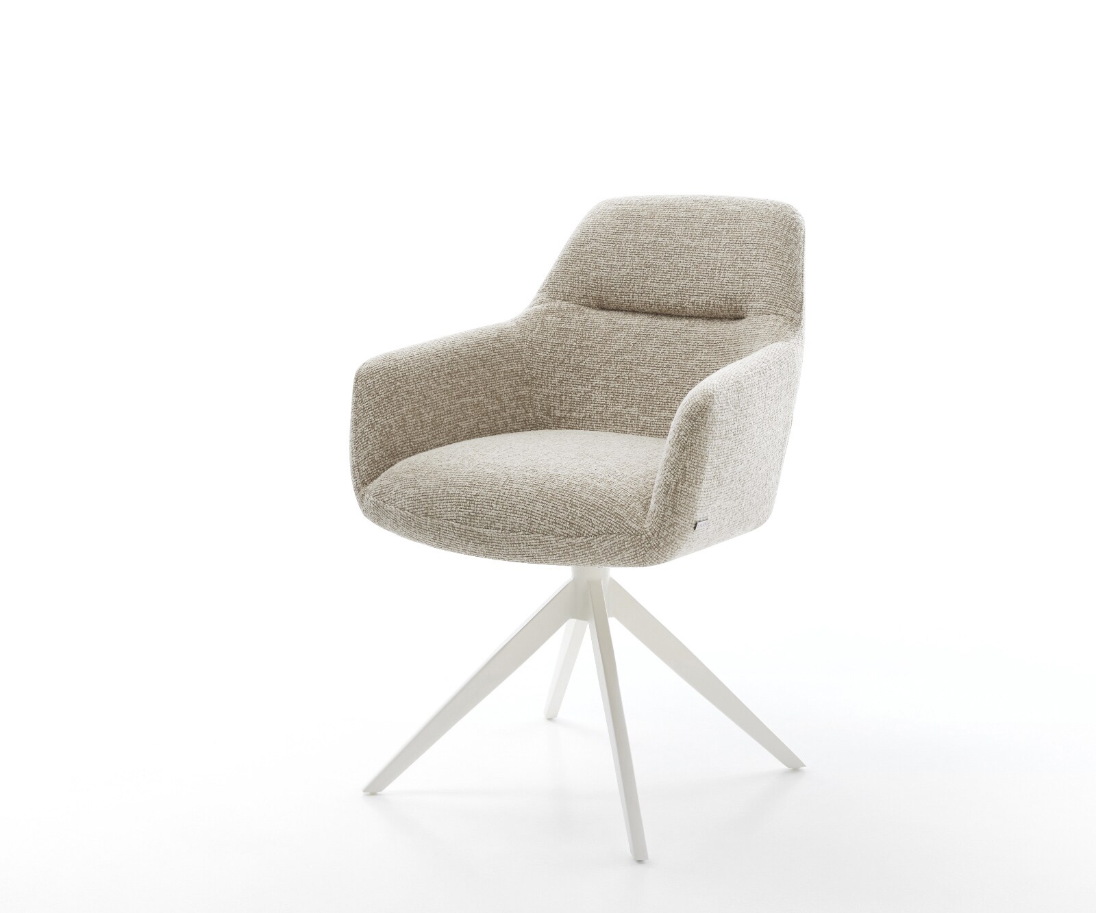 Draaistoel Pejo-Flex geweven stof beige kruisframe breed wit 360° draaibaar rocker-functie pocketveer kern 1