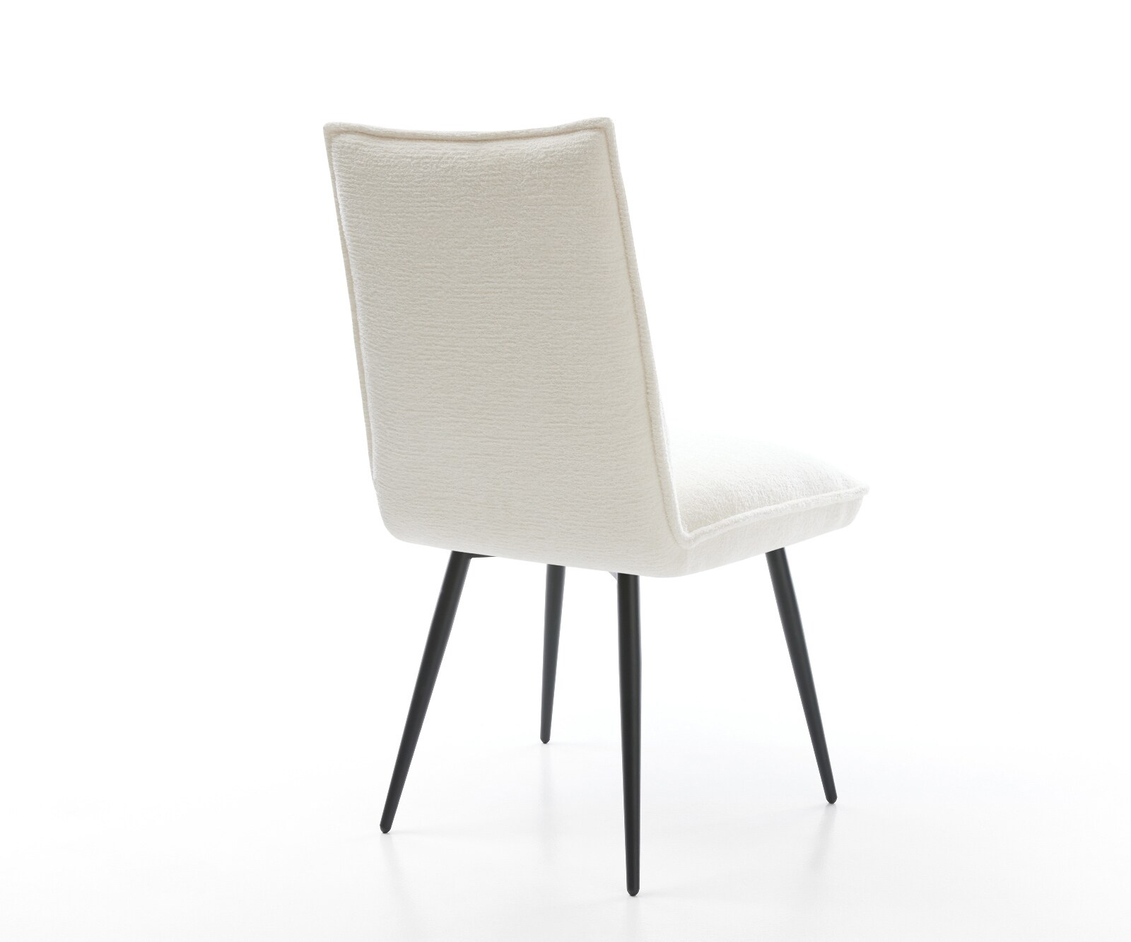 Eetkamerstoel Lelio-Flex bouclé zacht beige 4-poot conisch zwart pocketveer kern 4