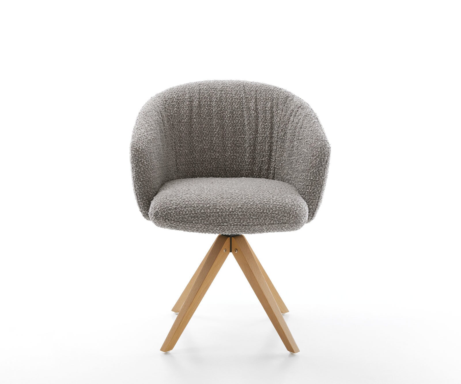 Draaistoel Caja-Flex met armleuning bouclé zilver grijs houten frame hoekig natuur 180° draaibaar pocketveer kern 2