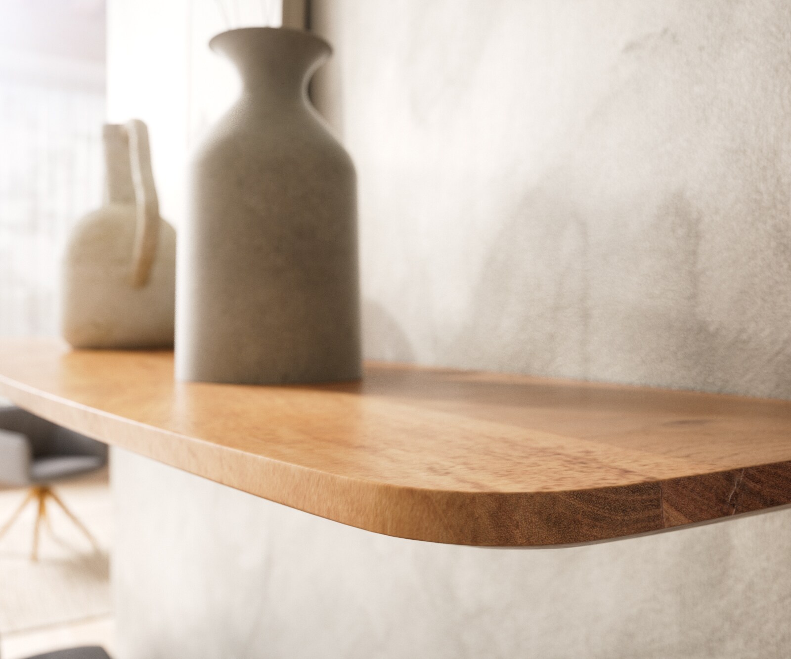 Wandplank 100 cm natuur acacia Zwitserse rand massief 4