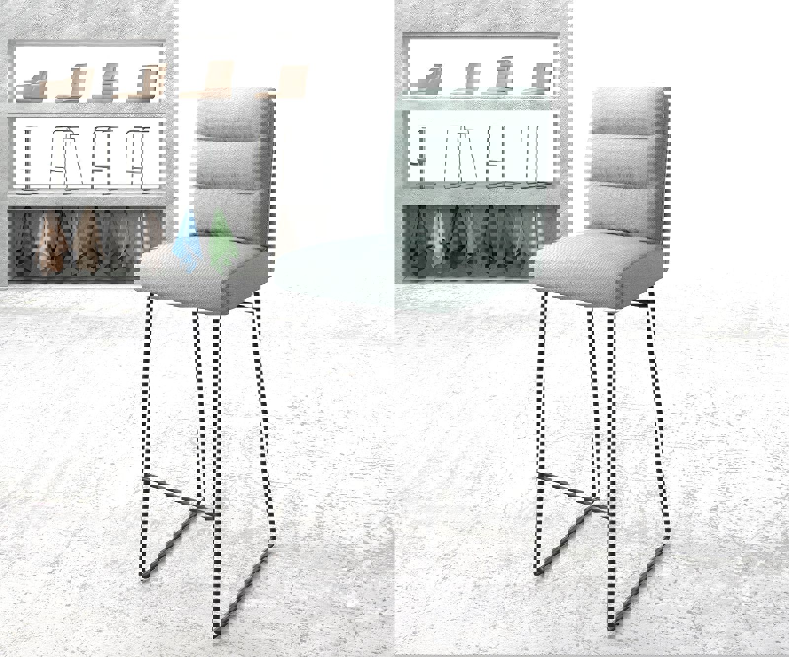 Barstoel Pela-Flex stripes mint slipframe metaal Barstoel Pela-Flex stripes mint slipframe metaal