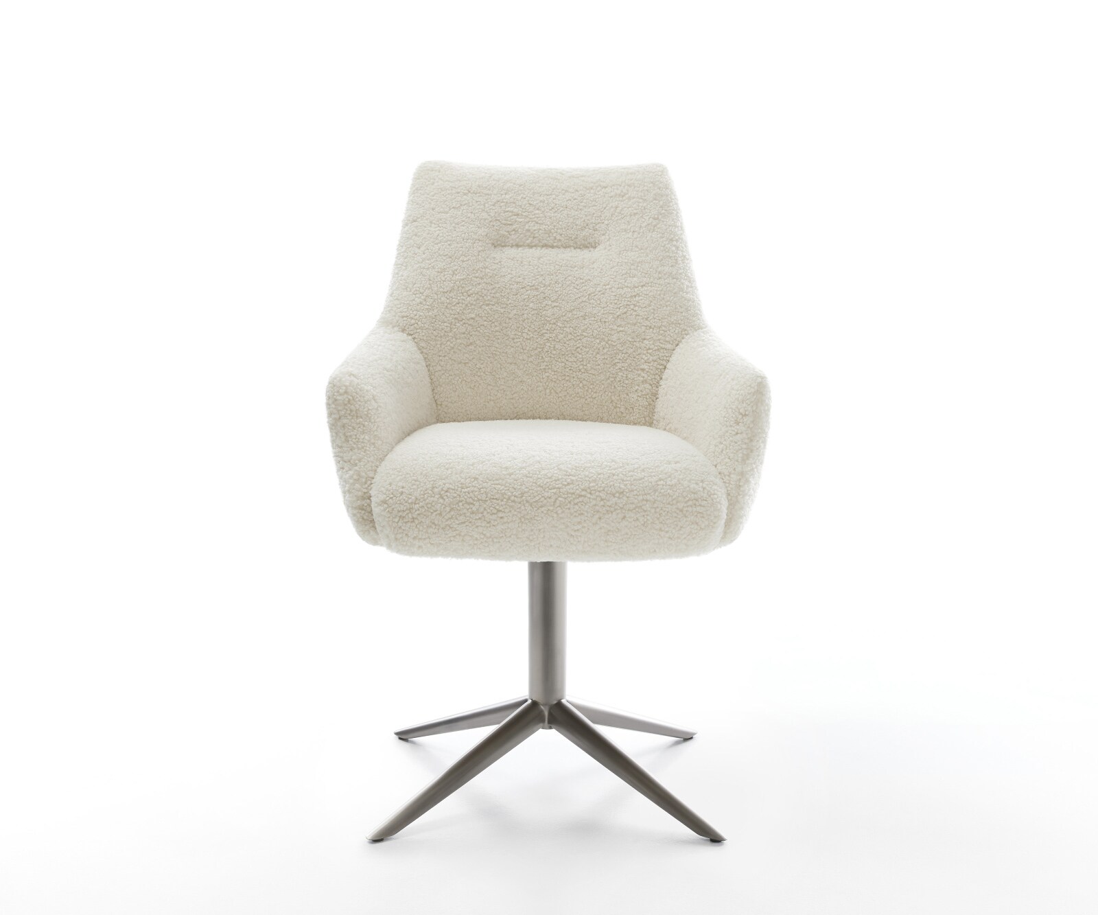 Draaistoel Alja-Flex met armleuning teddy beige kruispoot grafiet 360° draaibaar rocker-functie pocketveer kern 2