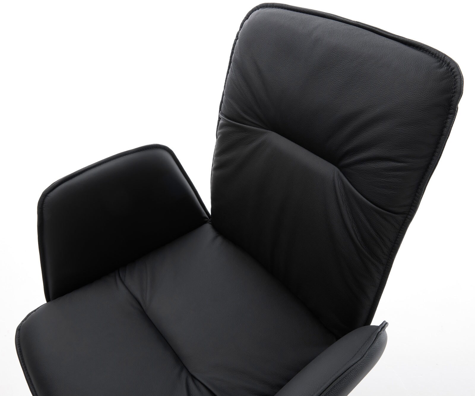 Draaistoel Vinja-Flex echt leer zwart kruisframe breed zwart 360° draaibaar rocker-functie 3