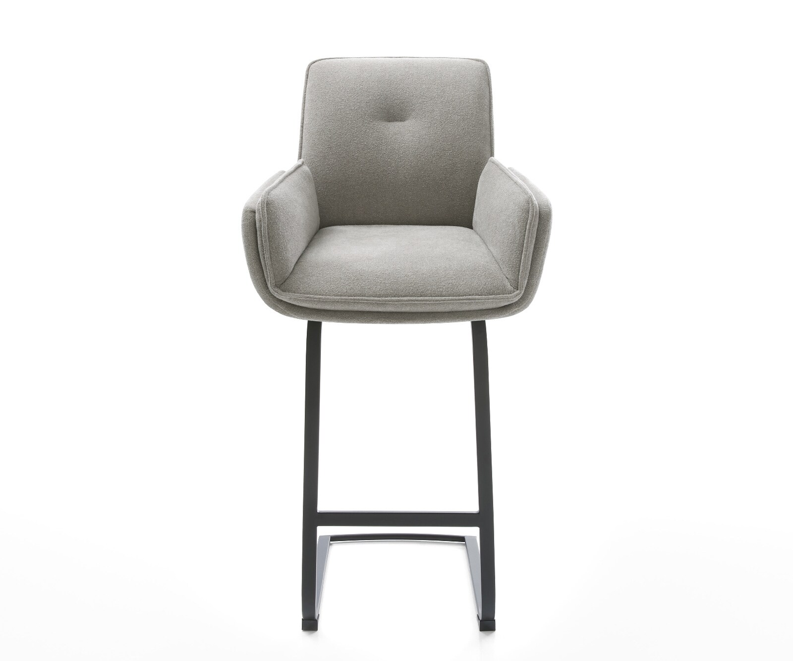 Barstoel Nela-Flex Zachte stof met structuur Grijs Vrijkantelframe plat metaal Zwart 2