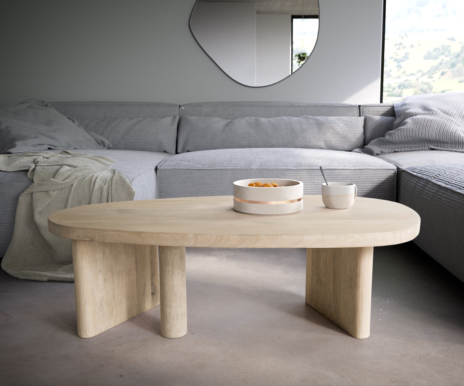 Salontafel Wido 110x50 cm Mango White Wash 1 Salontafel Wido 110x50 cm Mango White Wash 1