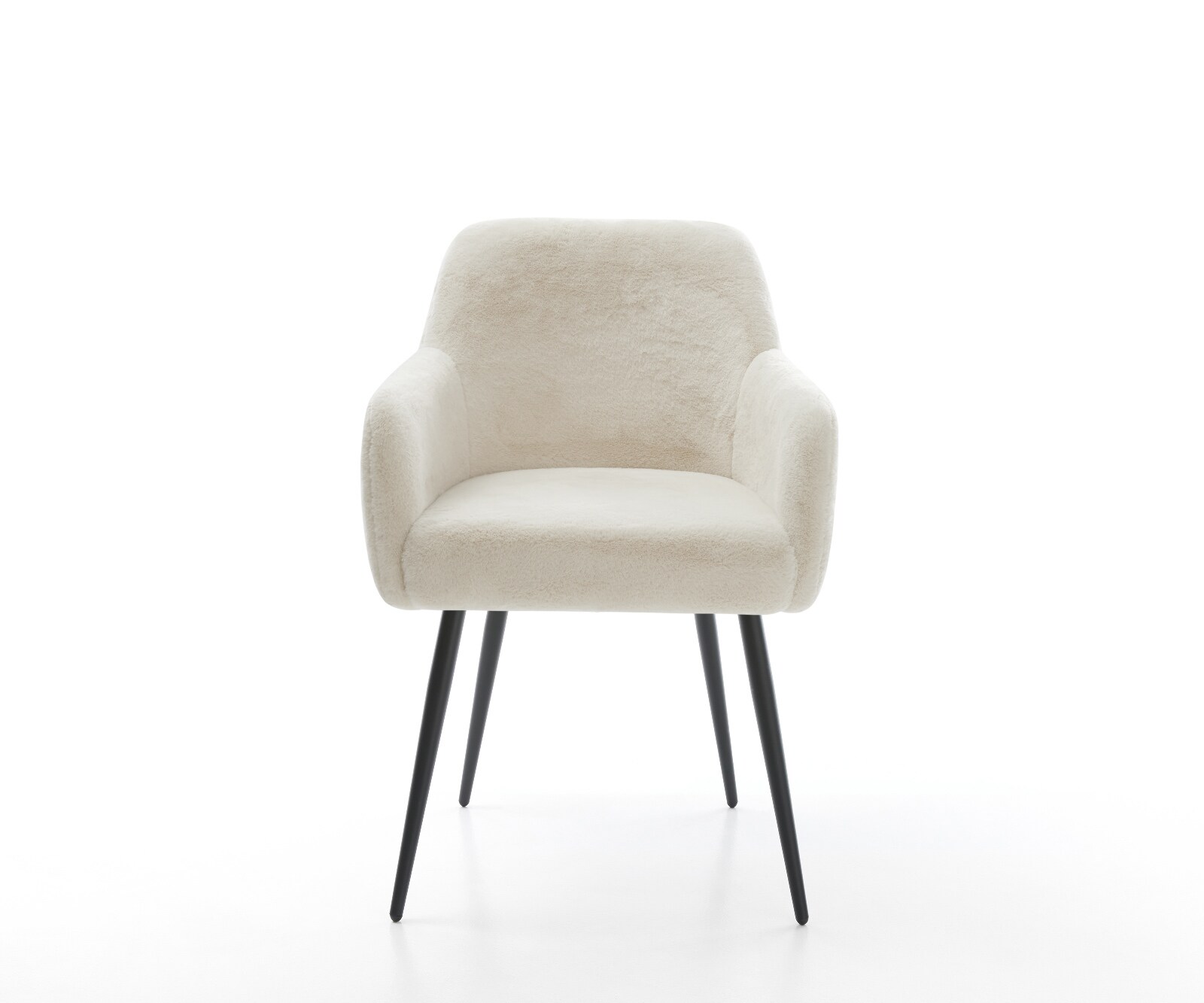 Eetkamerstoel Greg-Flex pluchen crème-wit 4-poot conisch zwart pocketveer kern 2