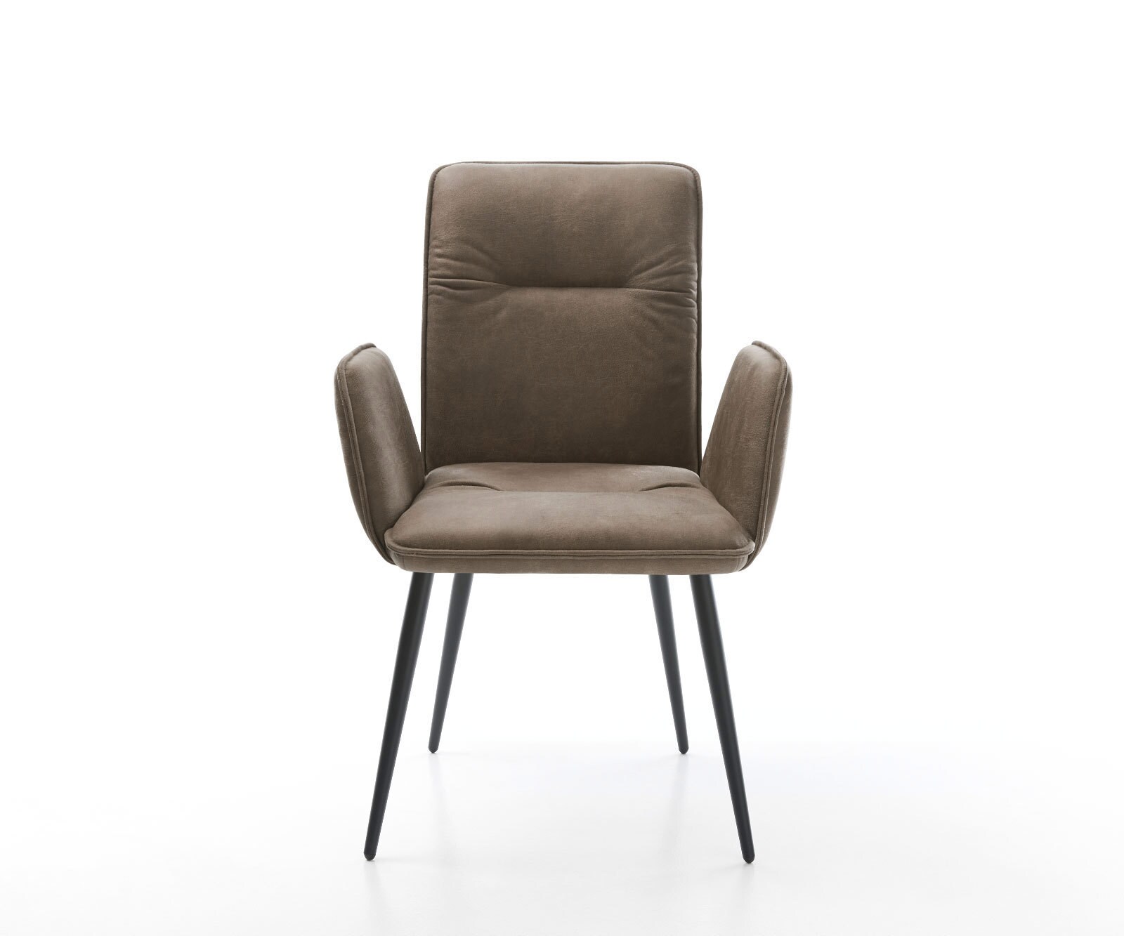 Eetkamerstoel Vinja-Flex microvelours taupe vintage 4-poot conisch zwart 1 Eetkamerstoel Vinja-Flex microvelours taupe vintage 4-poot conisch zwart 1