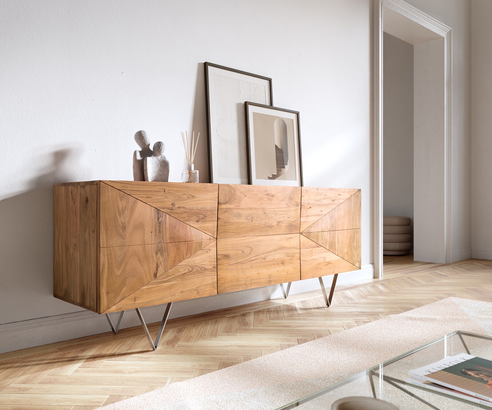 Dressoir Wyatt 175 cm acacia natuur 3 deuren