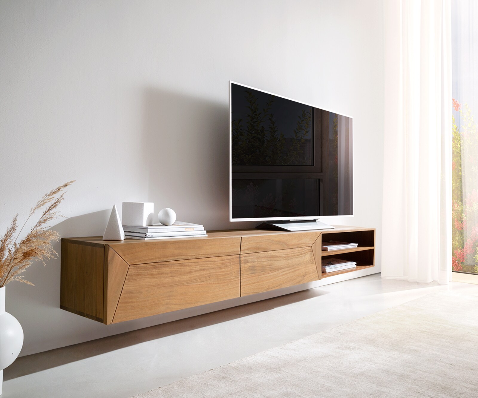 Tv-meubel Kayu acacia natuur massief houtTv-tafel 4