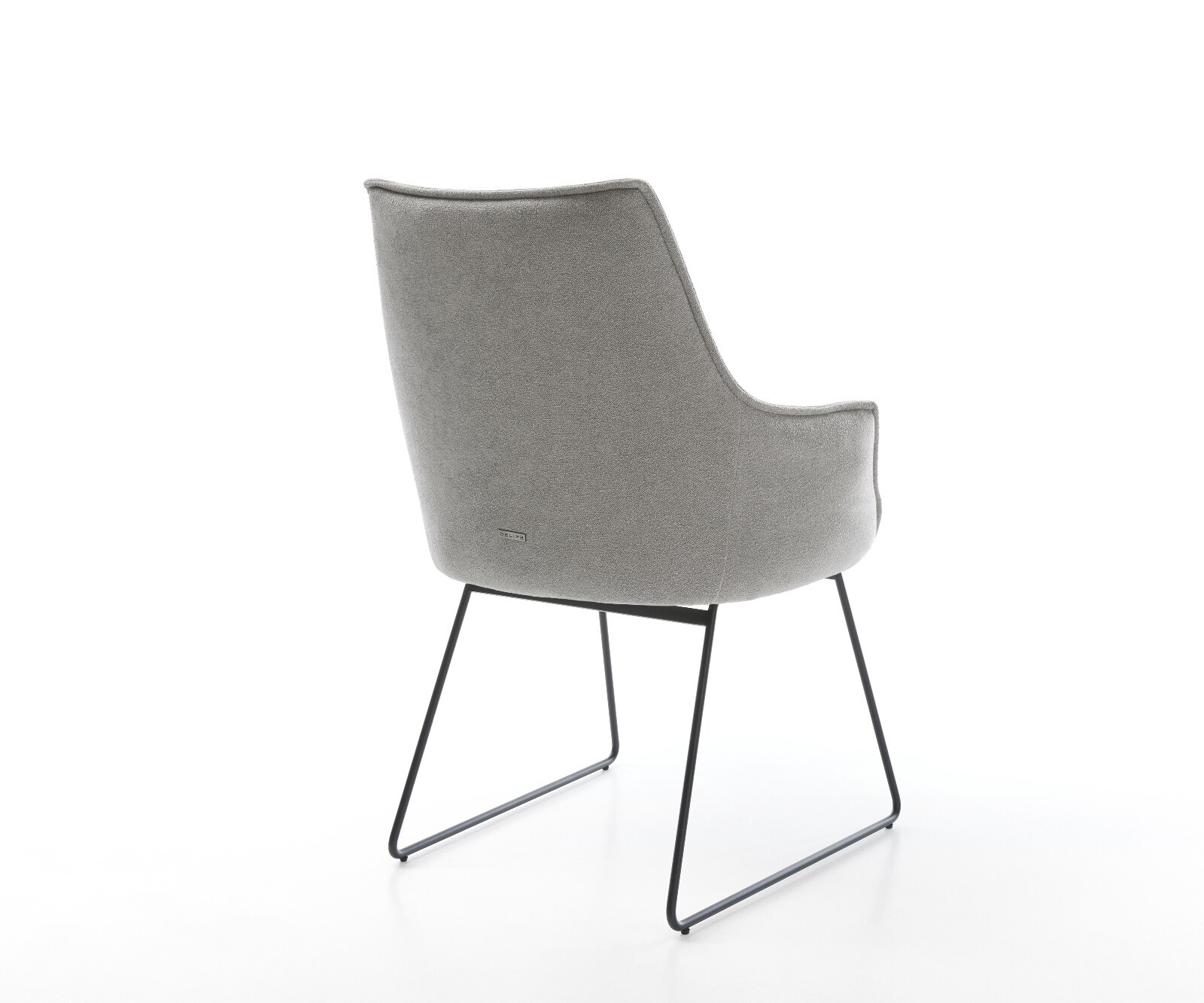 Eetkamerstoel Alja-Flex met armleuning zachte stof met structuur grijs slipframe zwart pocketveer kern 5
