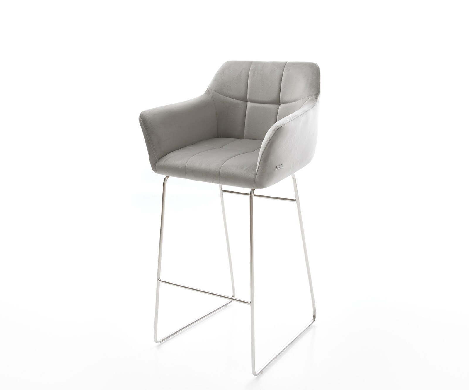 Barstoel Yulo-Flex fluweel grijs slipframe roestvrij staal