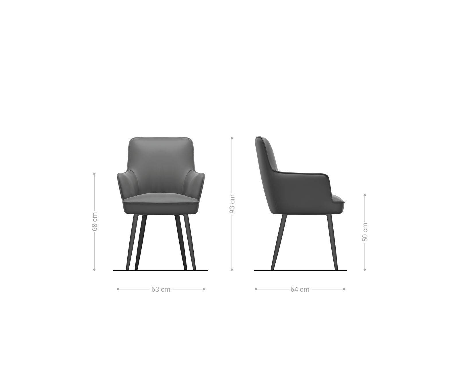 Eetkamerstoel Heira-Flex met armleuning teddy beige 4-poot conisch zwart pocketveer kern 5