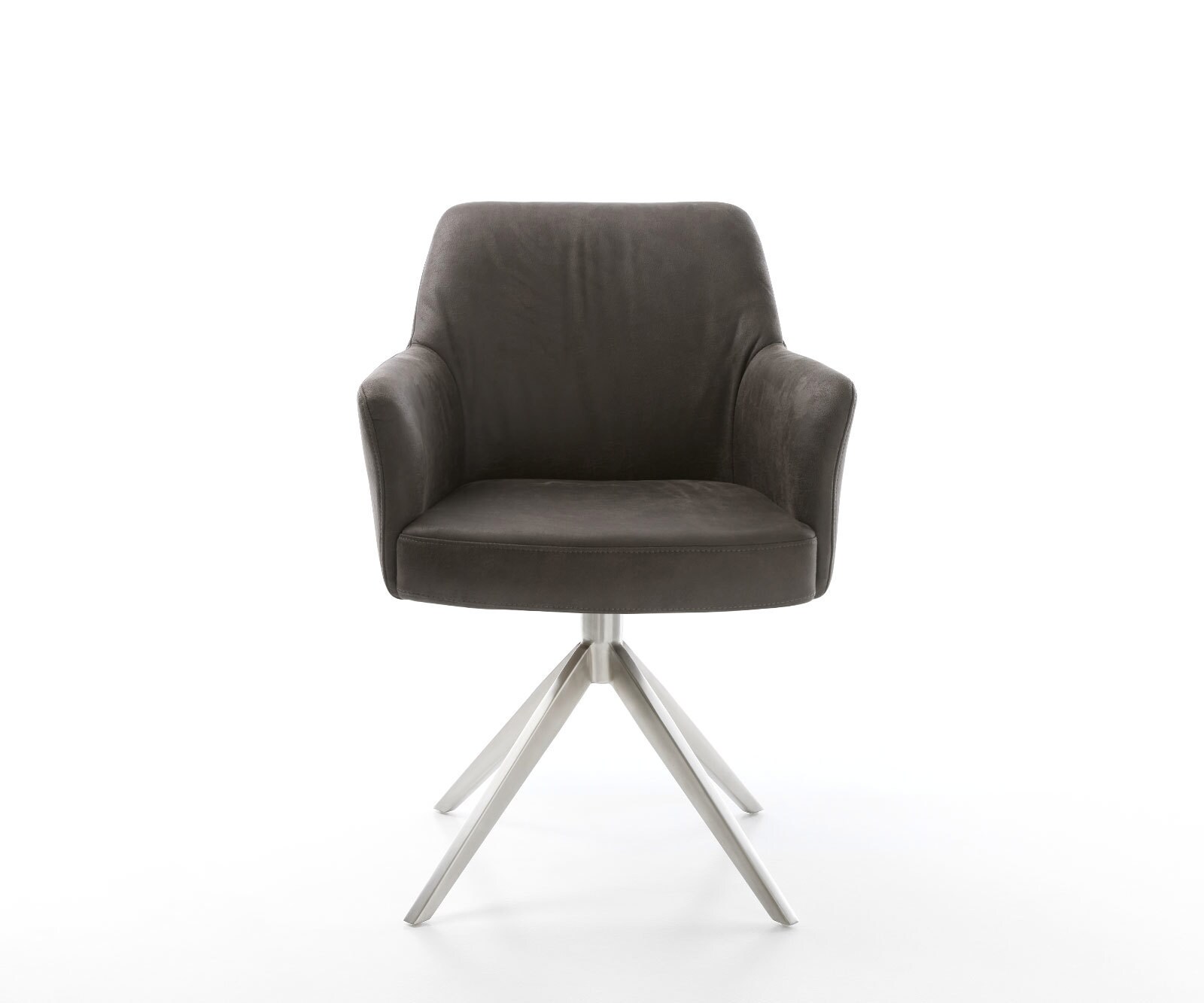 Draaistoel Xana-Flex met armleuning microvelours antraciet vintage kruisframe breed roestvrij staal 360° draaibaar rocker-functie pocketveer kern 1