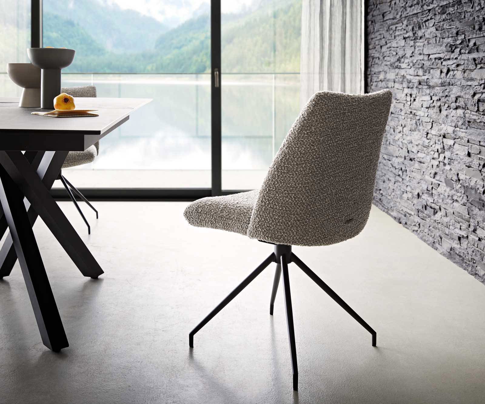 Draaistoel Elso-Flex bouclé zilver grijs kruisframe conisch zwart 180° draaibaar pocketveer kern 4 Draaistoel Elso-Flex bouclé zilver grijs kruisframe conisch zwart 180° draaibaar pocketveer kern 4