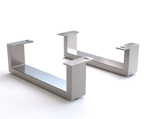 Poot 12,5 cm geborsteld RVS voor kastmeubels met een diepte van 45 cm (set van 2)