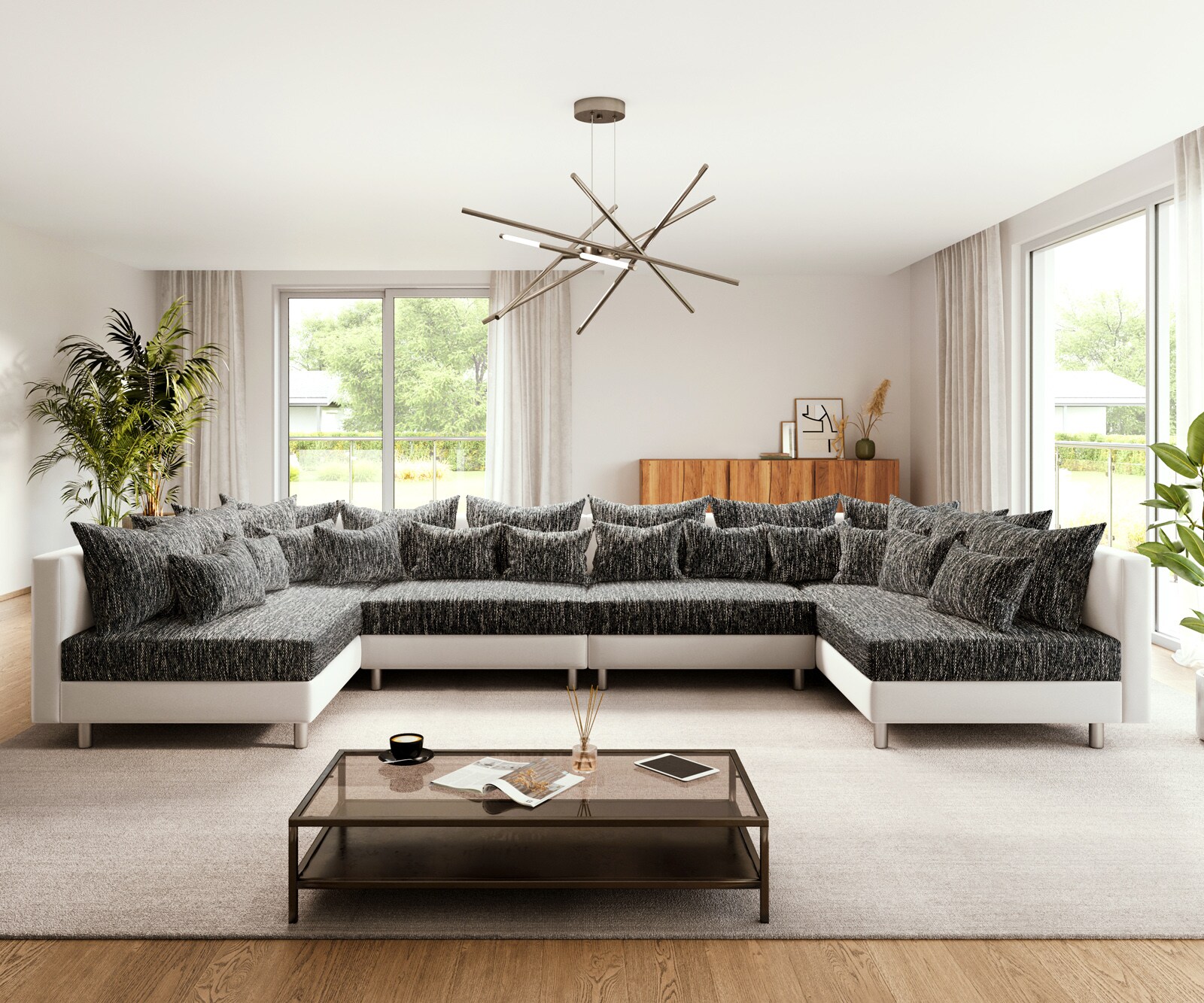 Woonlandschap Clovis XL wit zwart modulair 1