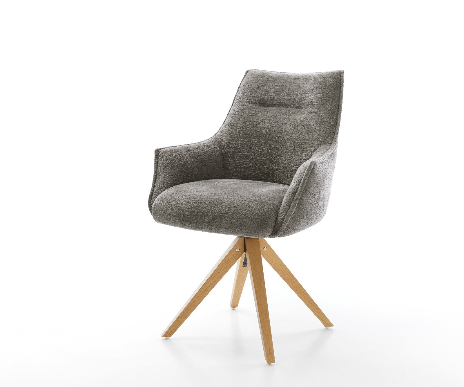 Draaistoel Alja-Flex met armleuning bouclé zacht mud houten frame hoekig natuur 180° draaibaar pocketveer kern