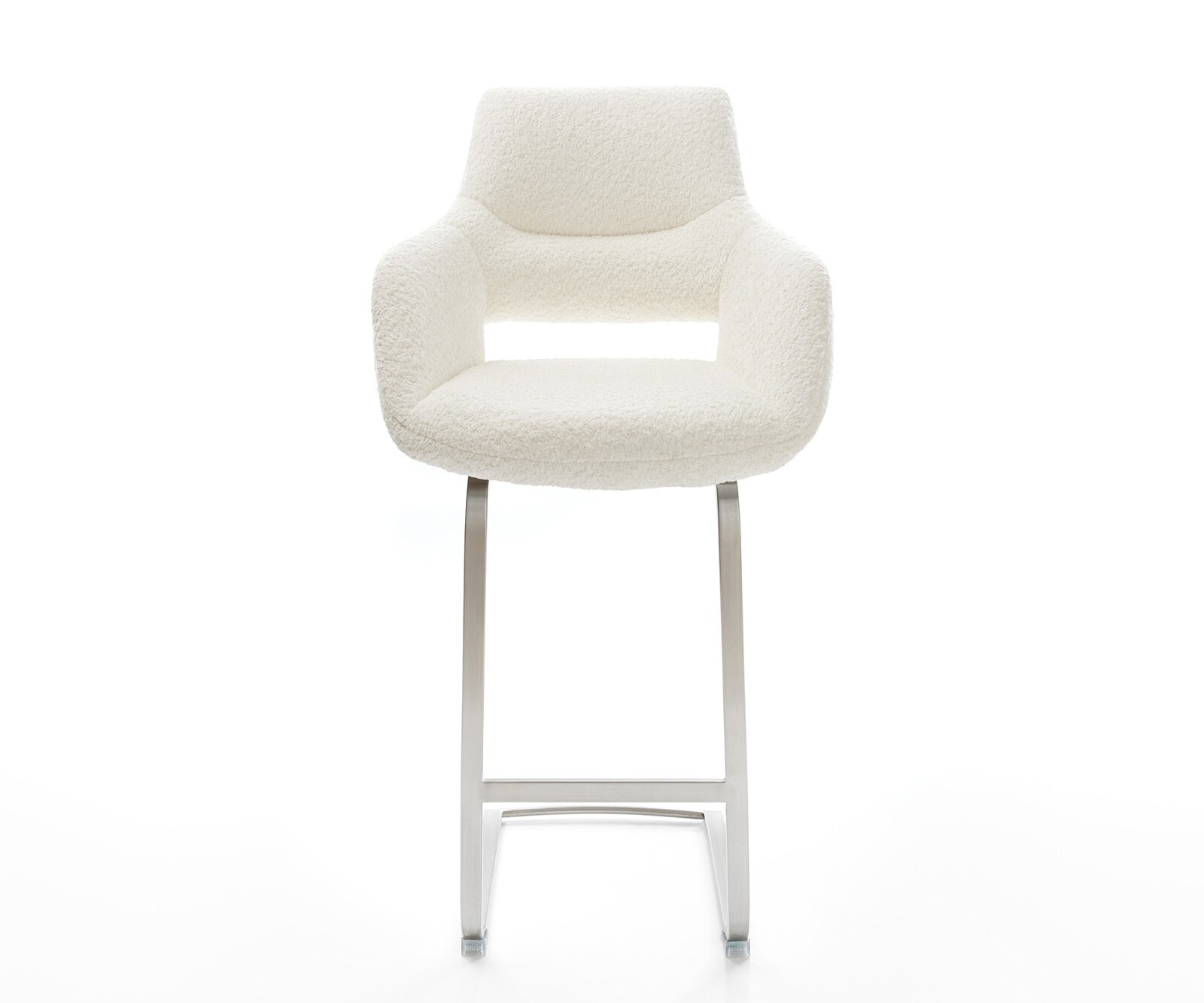 Barstoel Yago-Flex bouclé wit vrijstaand vlak RVS pocketvering 2