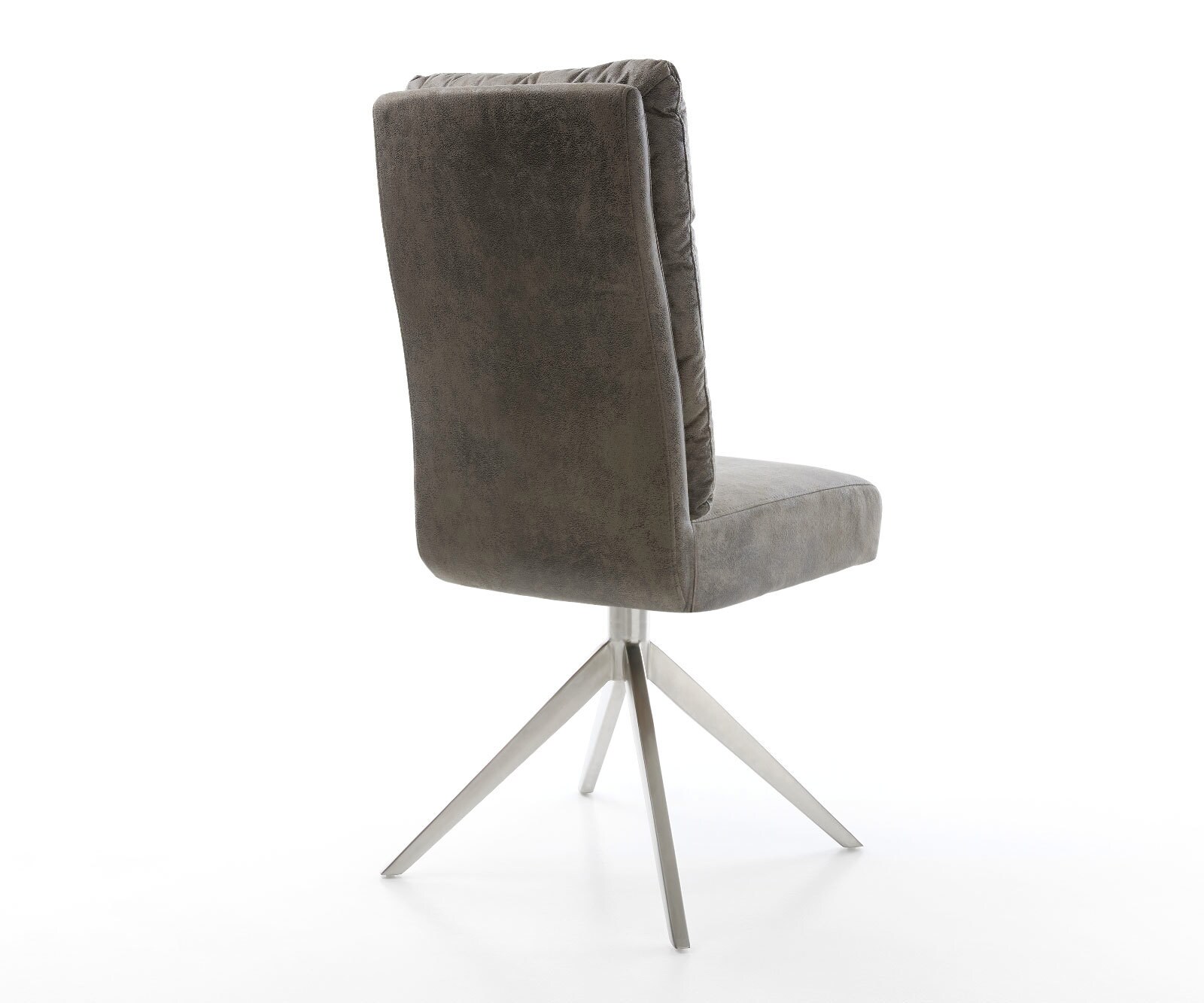 Draaistoel Pela-Flex microvelours grijs antiek kruisframe breed roestvrij staal 360° draaibaar rocker-functie pocketveer kern 5