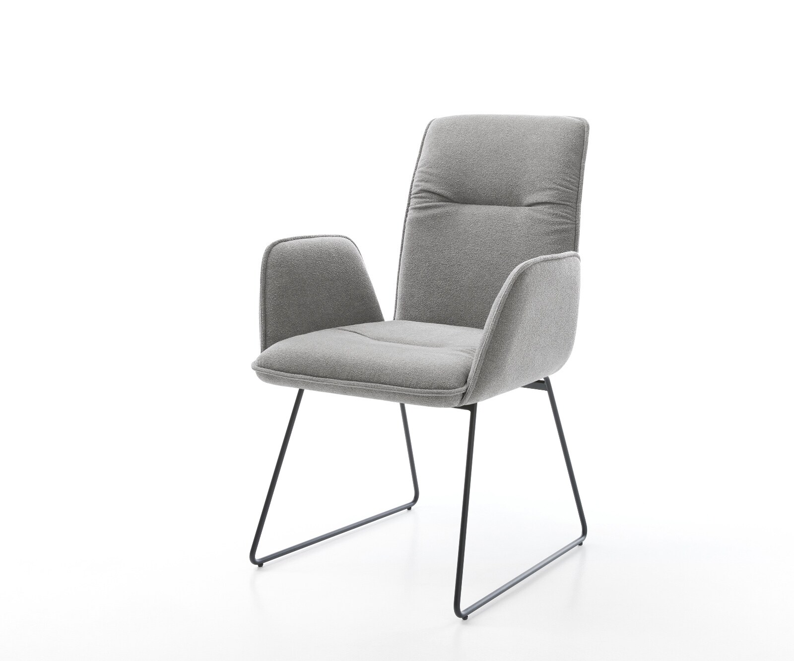 Eetkamerstoel Vinja-Flex zachte stof met structuur grijs slipframe zwart 1