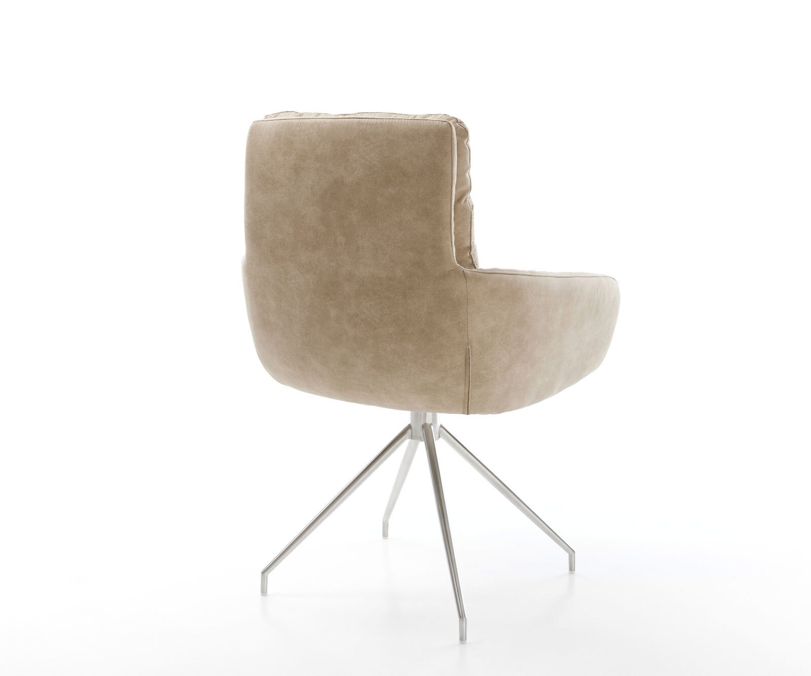 Eetkamerstoel Abelia-Flex met armleuning microvelours beige vintage kruisframe conisch roestvrij staal 4 Eetkamerstoel Abelia-Flex met armleuning microvelours beige vintage kruisframe conisch roestvrij staal 4