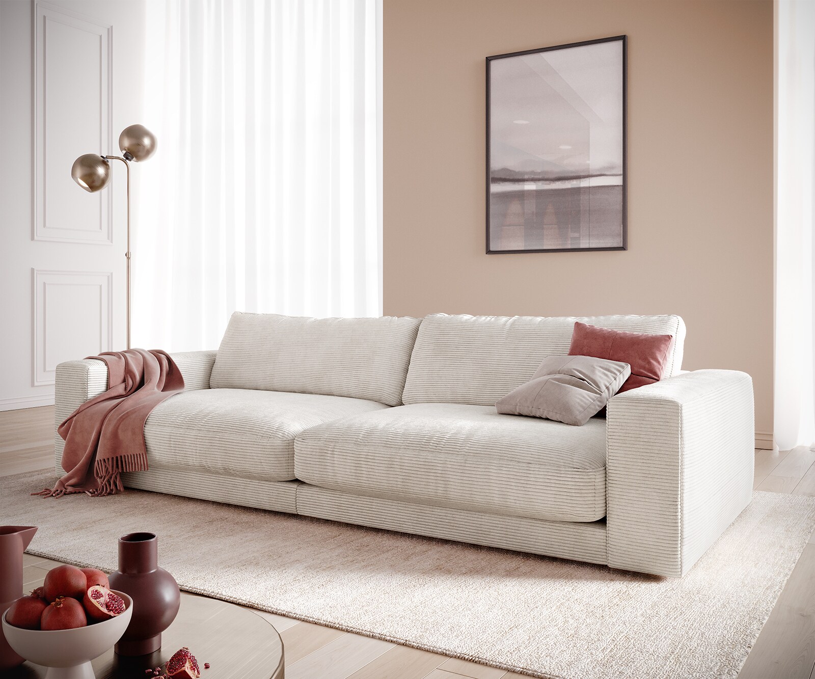 XL-bank Cubico 290x120 cm Cord Beige