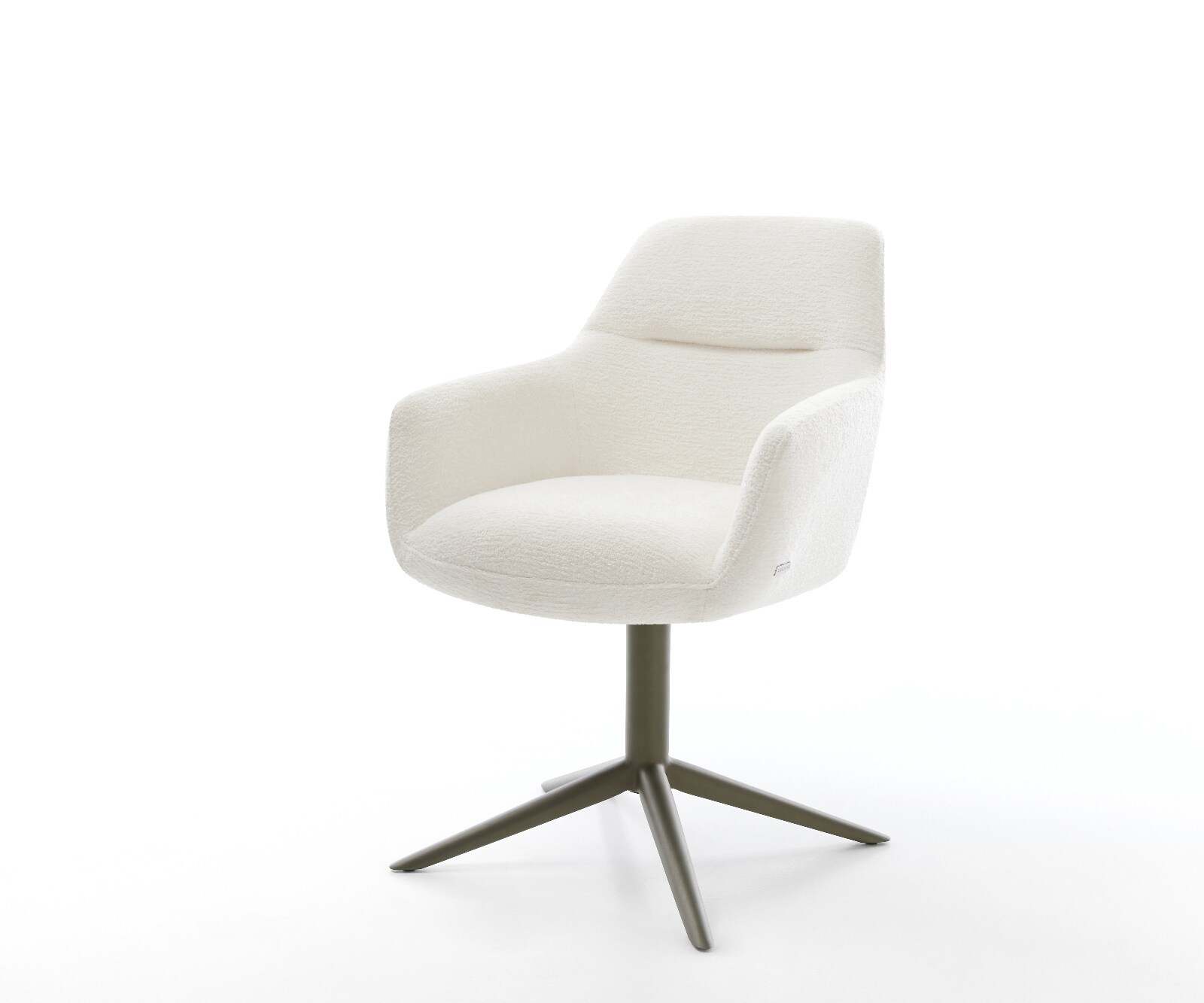 Draaistoel Pejo-Flex bouclé zacht beige kruispoot afwerking met titanium 360° draaibaar rocker-functie pocketveer kern