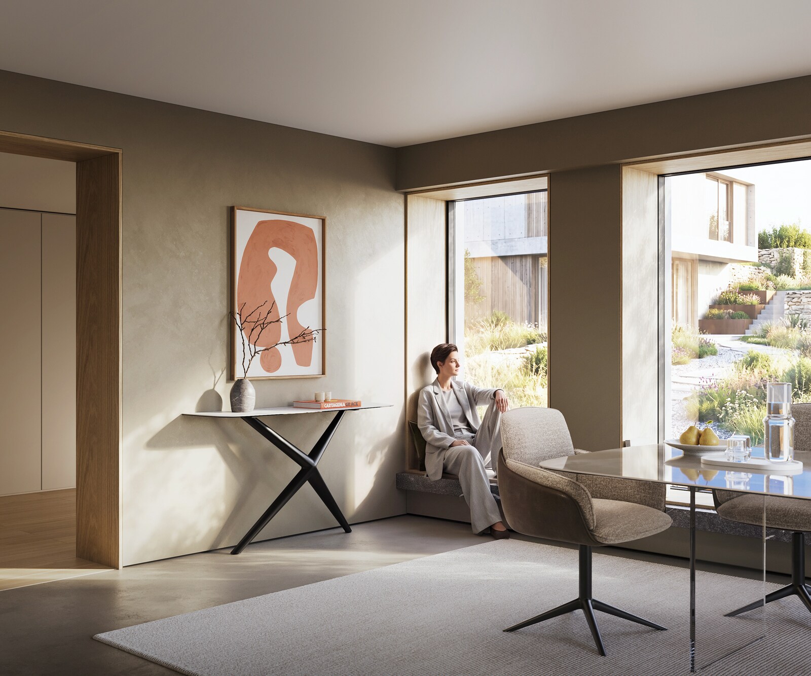 Consoletafel Edge Bootvorm 140x40 cm Keramiek Laminam® Statuarietto Weiß Estelo Metaal Zwart 6