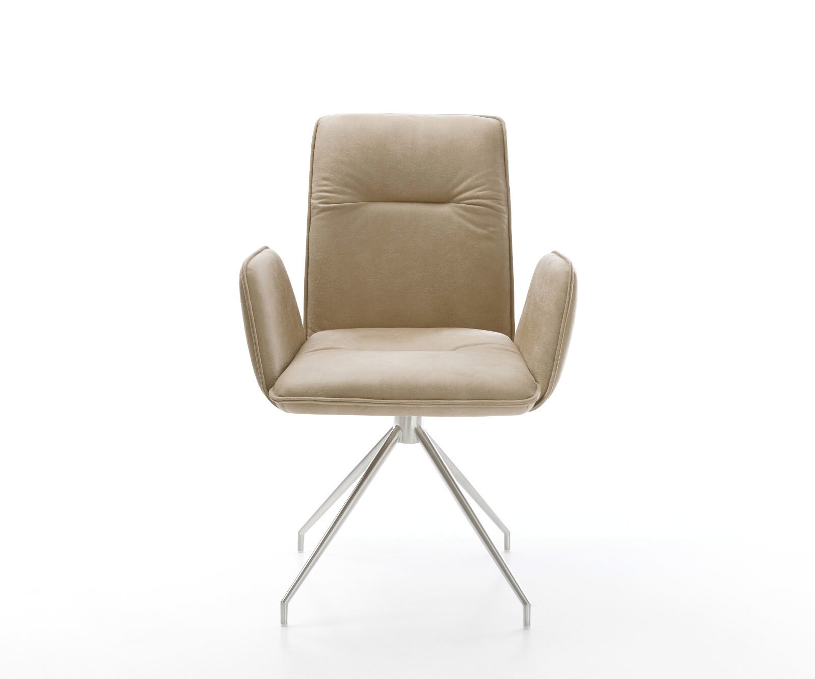 Eetkamerstoel Vinja-Flex microvelours beige vintage kruisframe conisch roestvrij staal 1