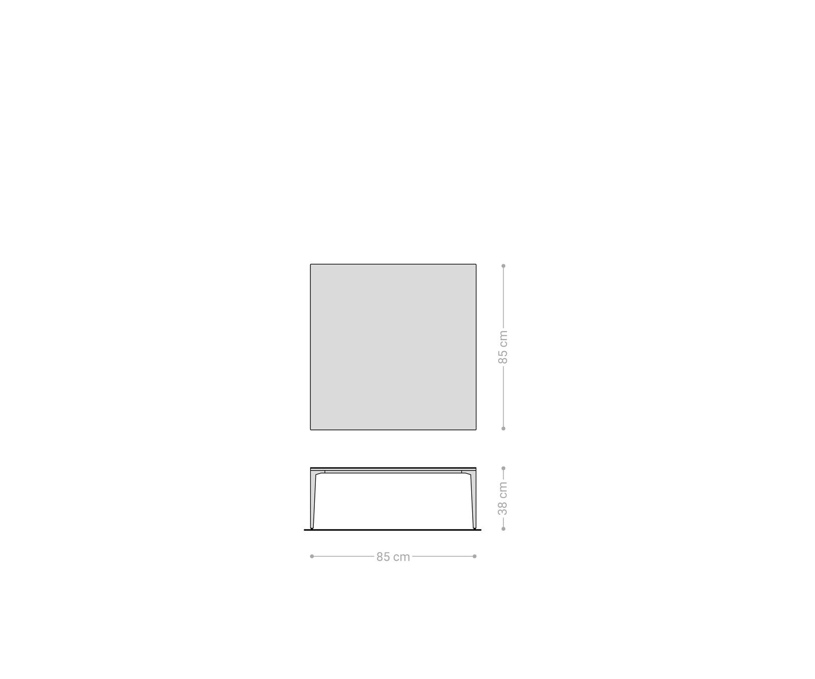 Salontafel Levente 85x85 cm keramiek Laminam®Nero Greco Grey onderstel metaal zwart 8