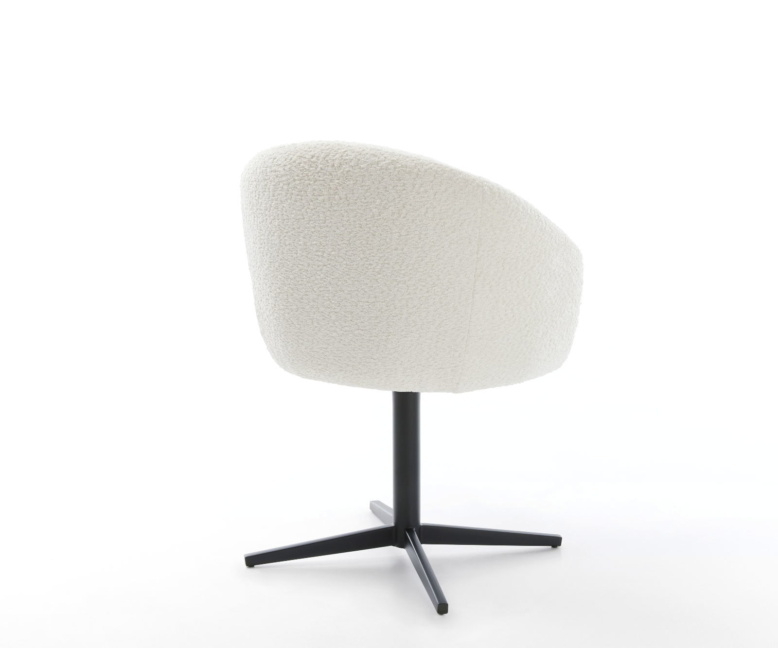 Draaistoel Caja-Flex met armleuning bouclé wit kruispoot zwart 360° draaibaar pocketveer kern 5