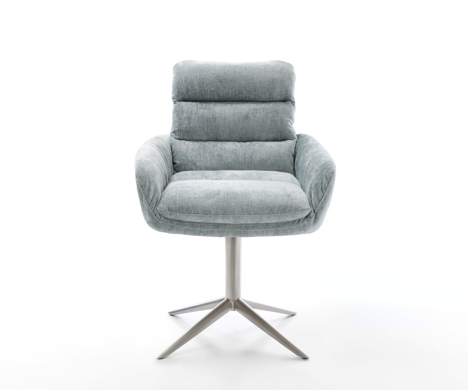 Draaistoel Abelia-Flex met armleuning chenille pastelblauw kruispoot roestvrij staal 360° draaibaar rocker-functie 1 Draaistoel Abelia-Flex met armleuning chenille pastelblauw kruispoot roestvrij staal 360° draaibaar rocker-functie 1