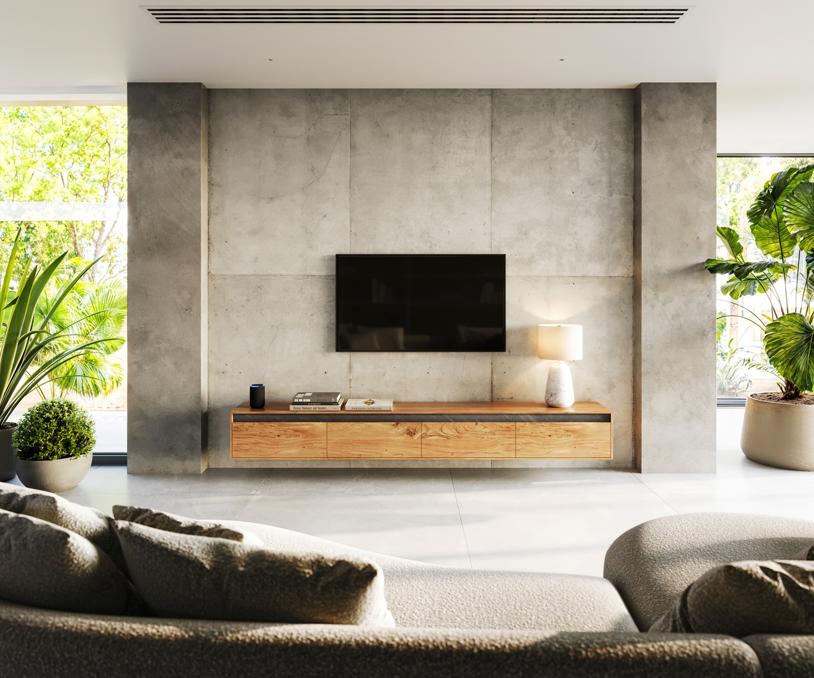 Tv-meubel Stonegrace 240 cm acacia natuur 4 deuren zwevend 2