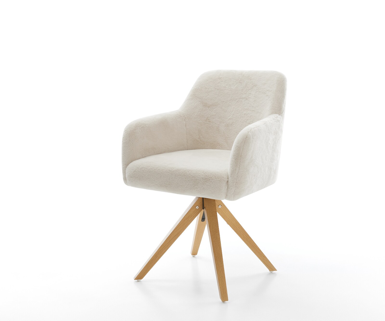 Draaistoel Greg-Flex pluchen crème-wit houten frame hoekig natuur 360° draaibaar pocketveer kern 1