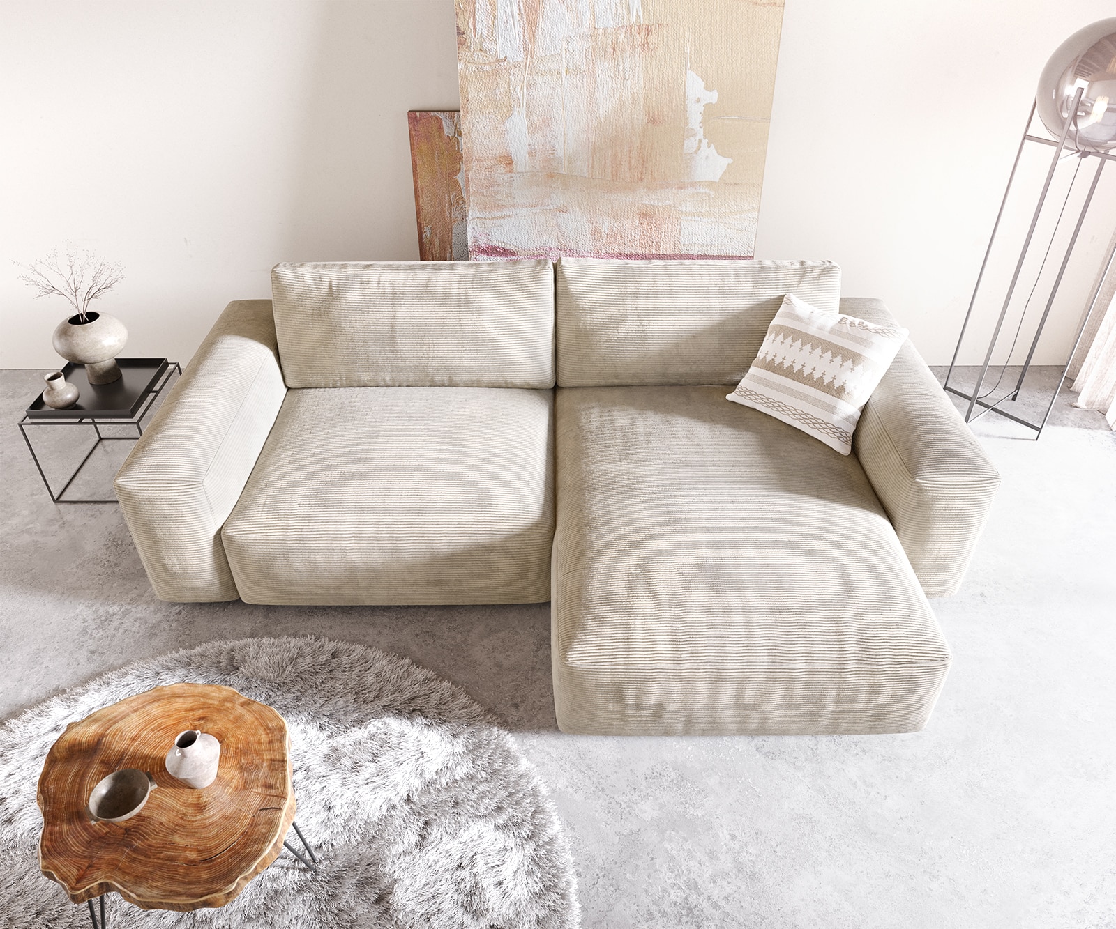 Hoekbank Lanzo XL 270x180 cm Snoer Beige Recamiere variabel 3 Hoekbank Lanzo XL 270x180 cm Snoer Beige Recamiere variabel 3