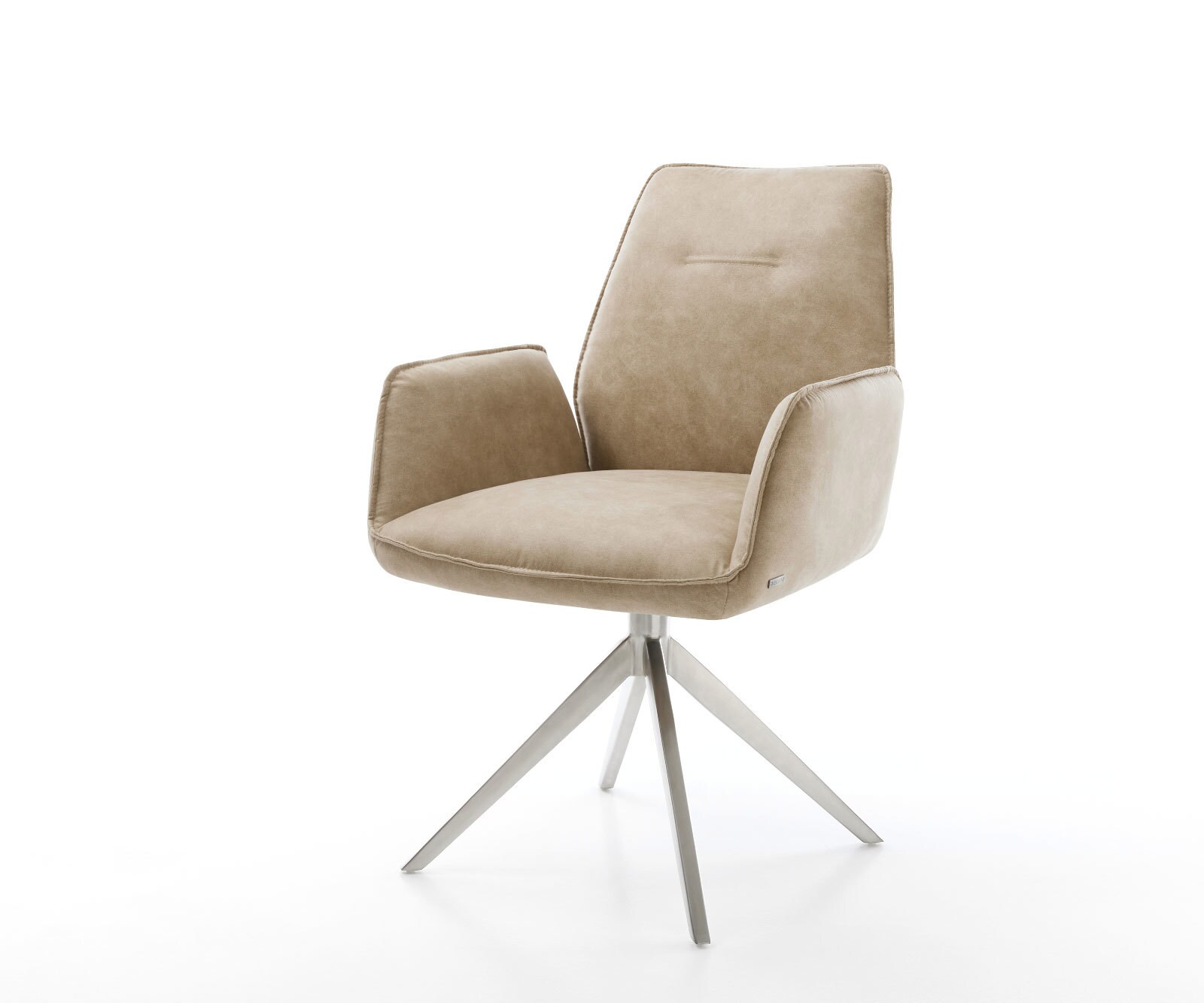 Eetkamerstoel Zoa-Flex microvelours beige vintage kruisframe breed roestvrij staal pocketveer kern 1