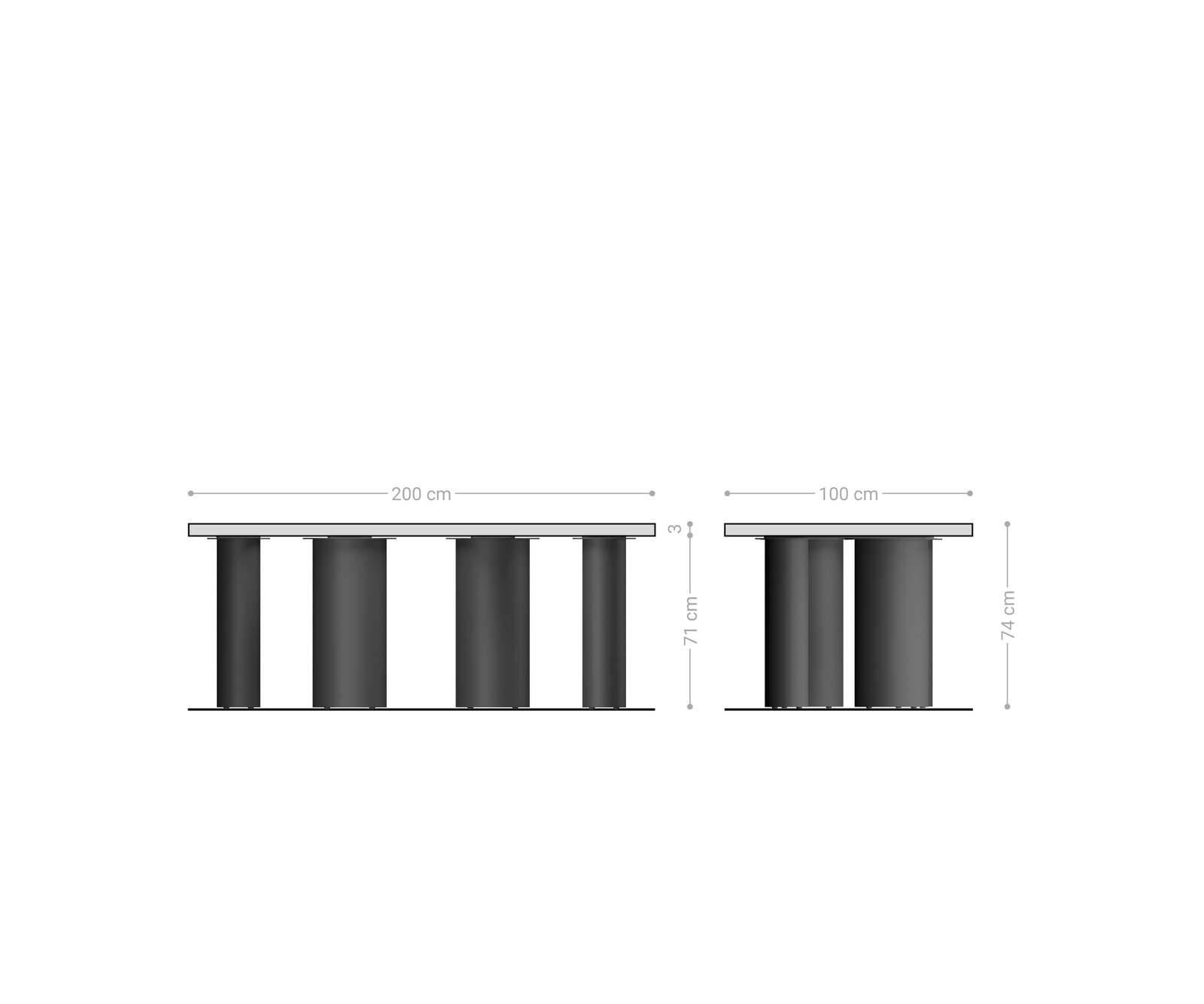 Eettafel Edge 200x100x2,5-3 eiken natuur Pilier metaal zwart Live-Edge 5