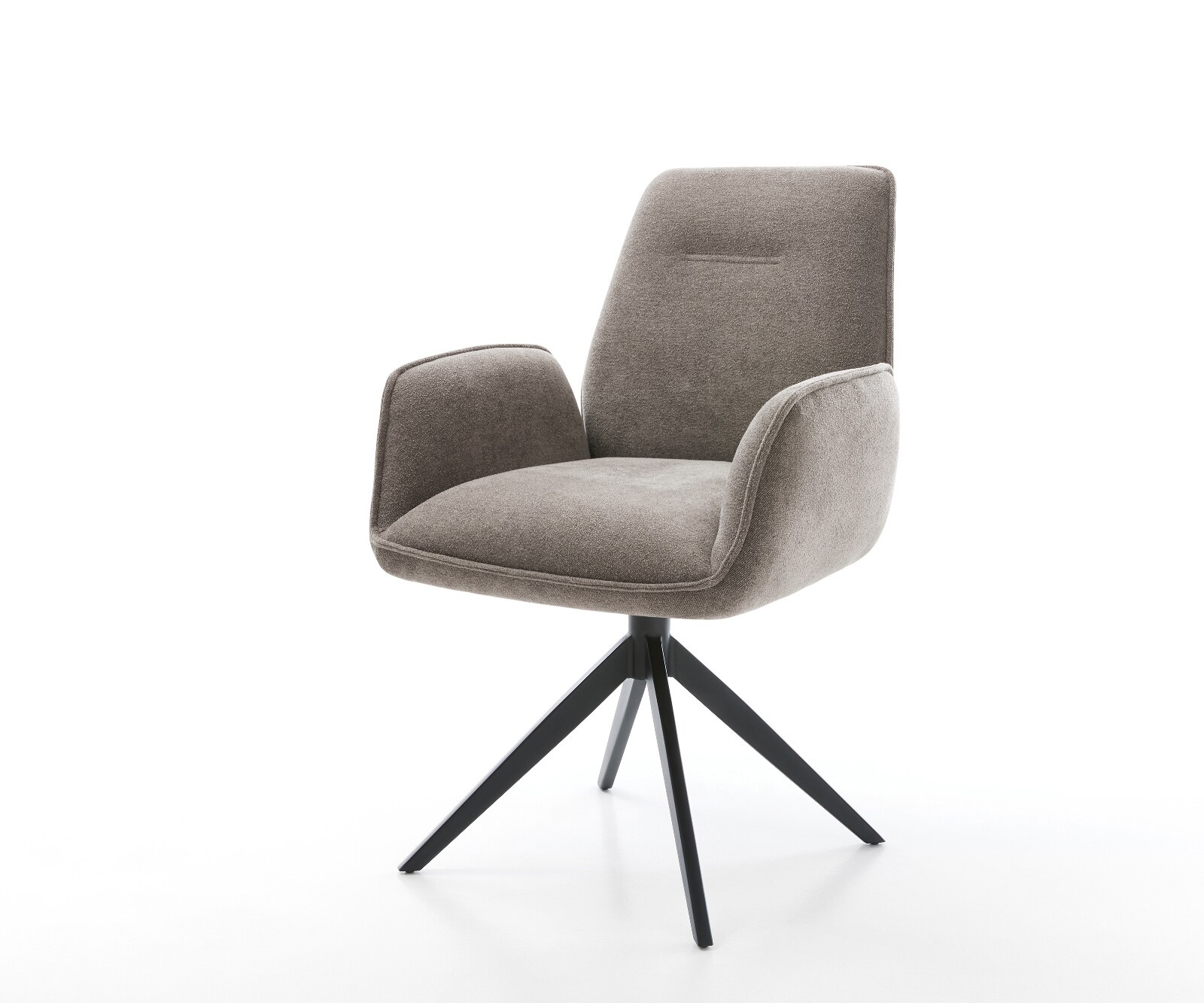 Draaistoel Zoa-Flex zachte stof met structuur taupe kruisframe breed zwart 360° draaibaar rocker-functie pocketveer kern